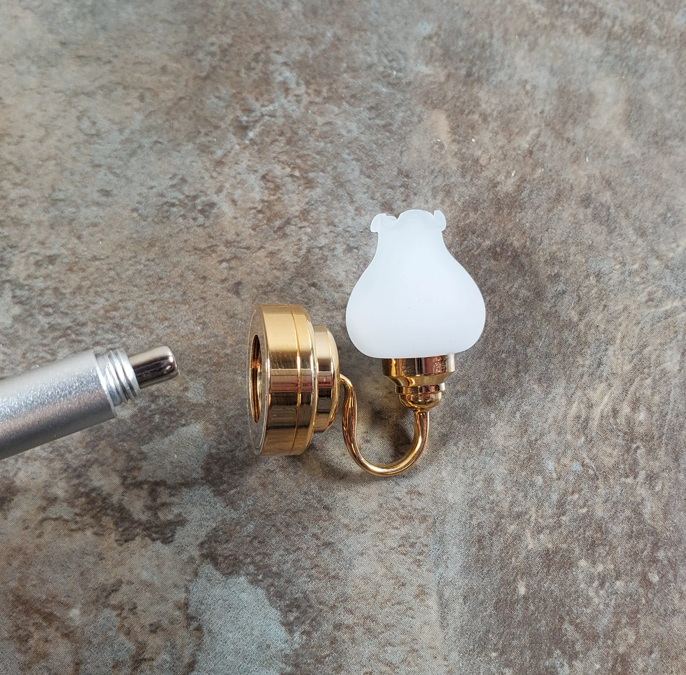 Dollhouse Battery Light Single Tulip Sconce Wand Operated 1:12 Scale Miniature - Image 3