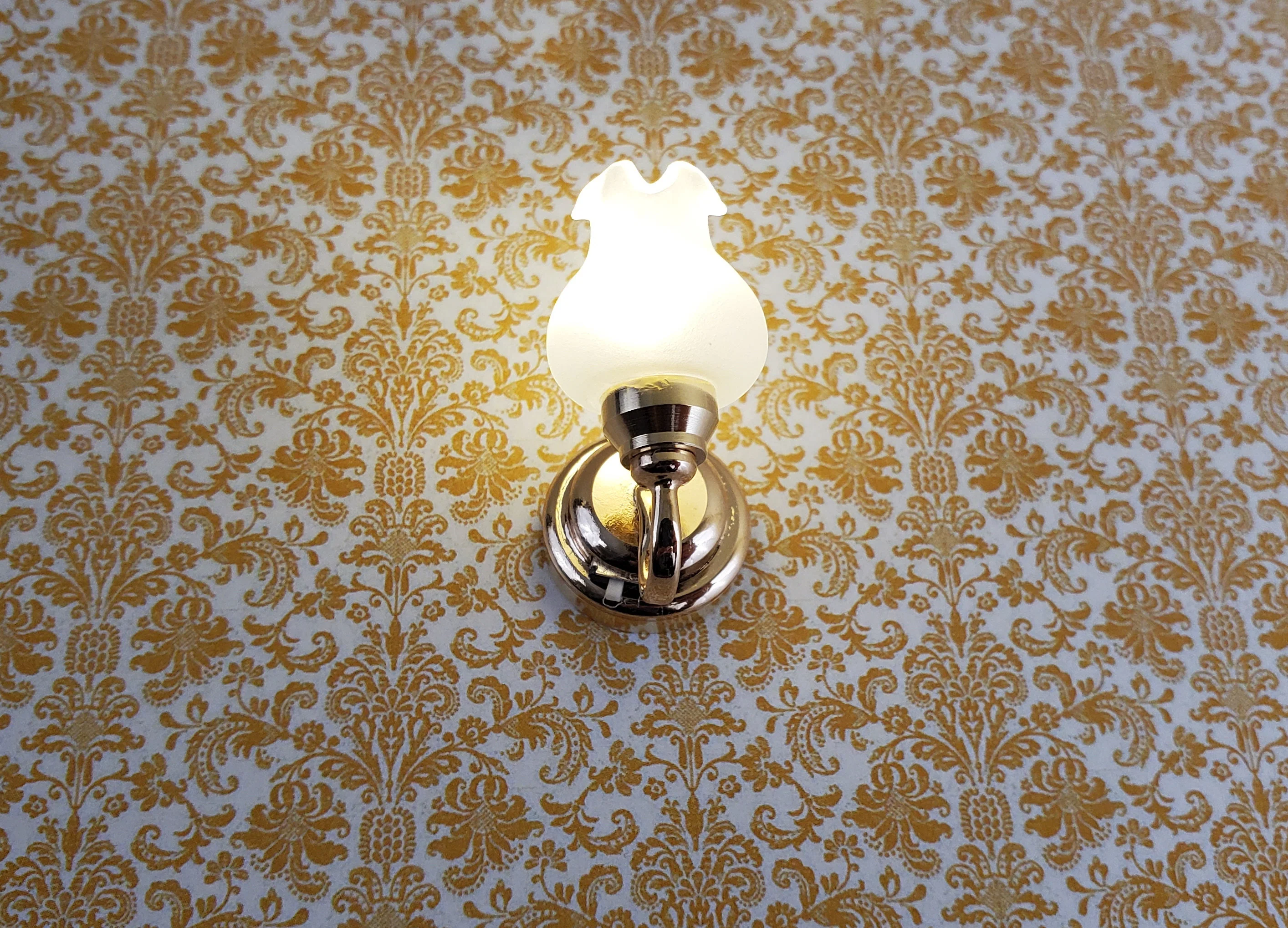 Dollhouse Battery Light Single Tulip Sconce Wand Operated 1:12 Scale Miniature - Image 6