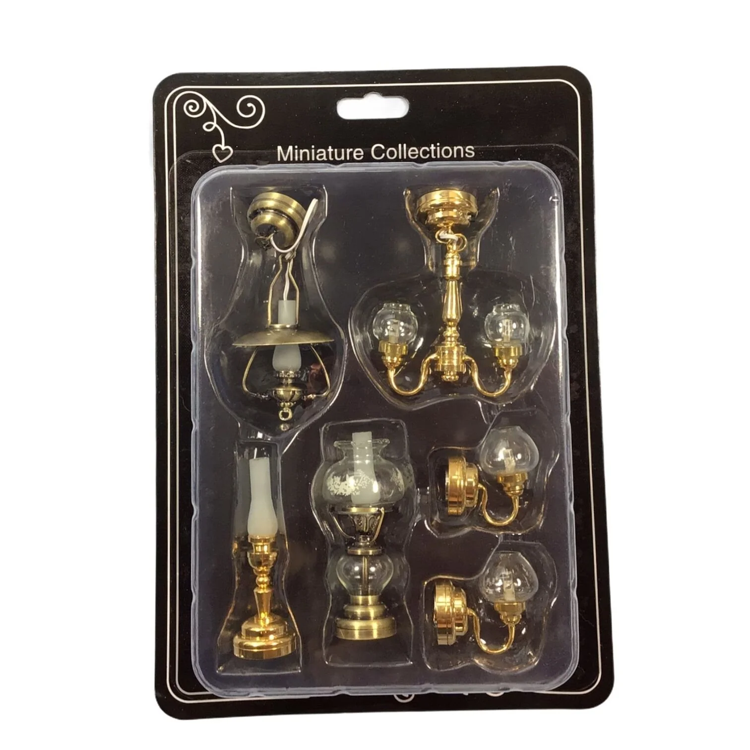 Dollhouse Battery Lights Wall Sconces & Ceiling Lights Oil Lamps Set of 6 Miniatures - Image 2