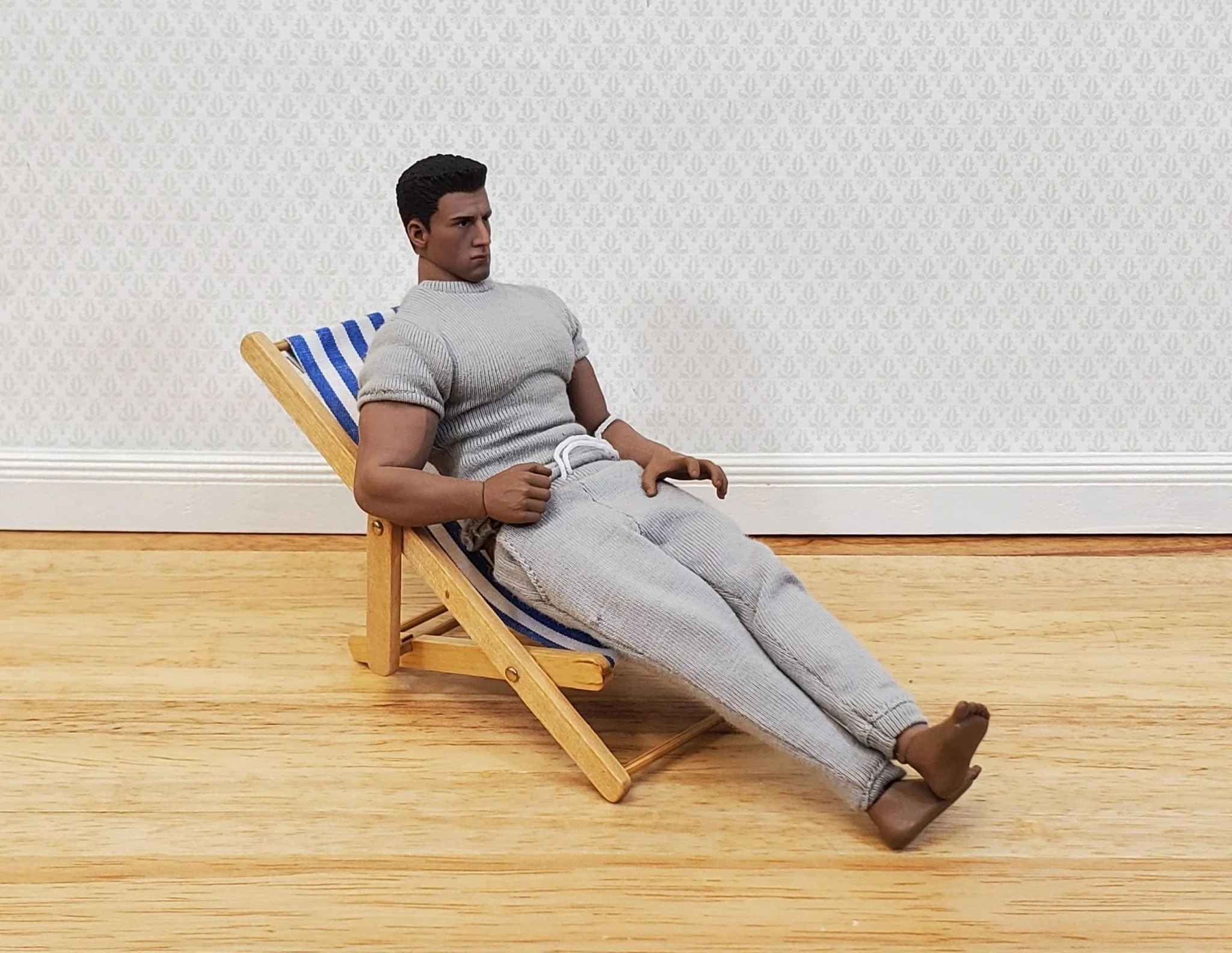 Dollhouse Beach Lounge Chair Folding 1:12 Scale Miniature Furniture - Image 3