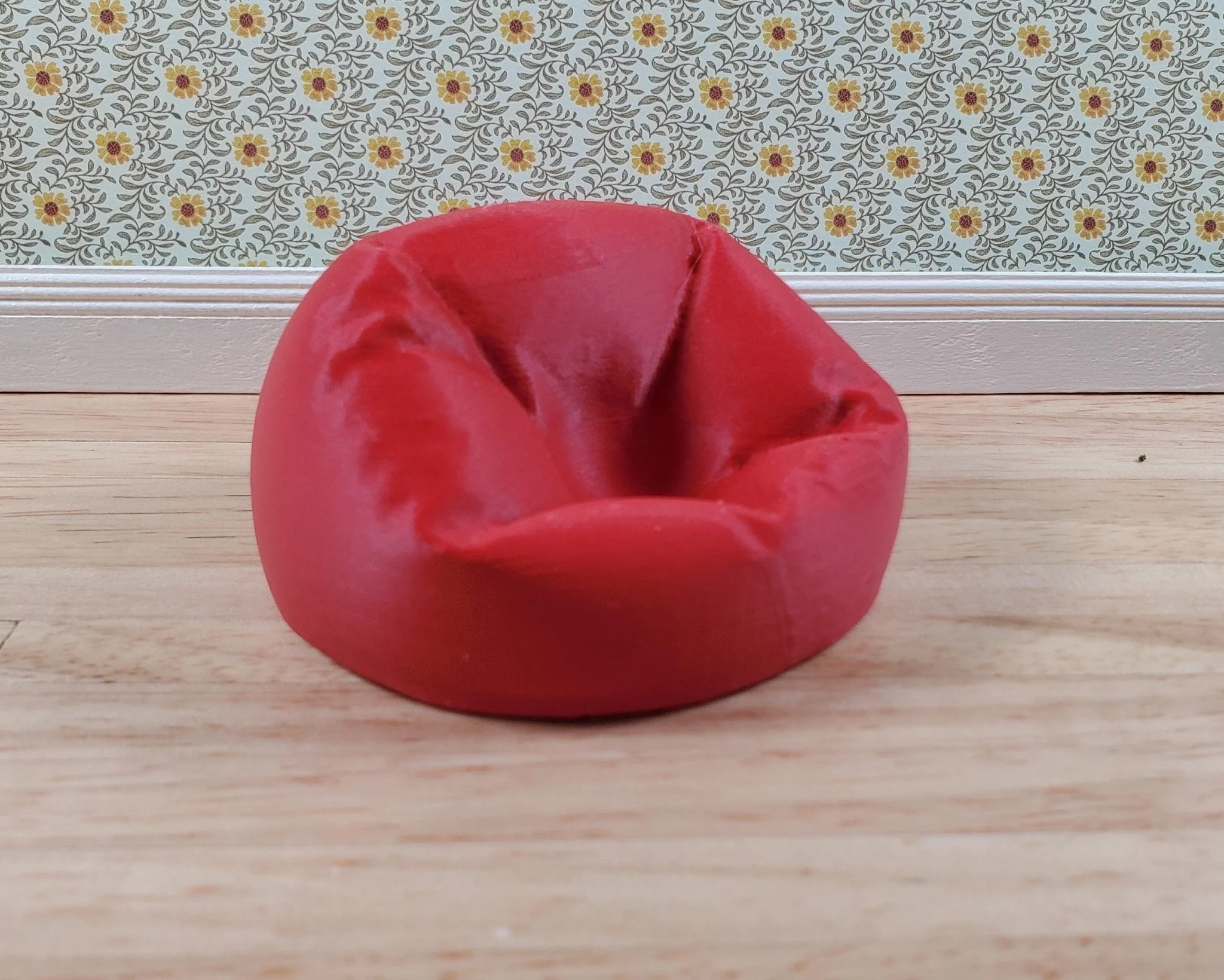Dollhouse Bean Bag Chair for Child Red 3D Printed 1:12 Scale Miniature - Image 2