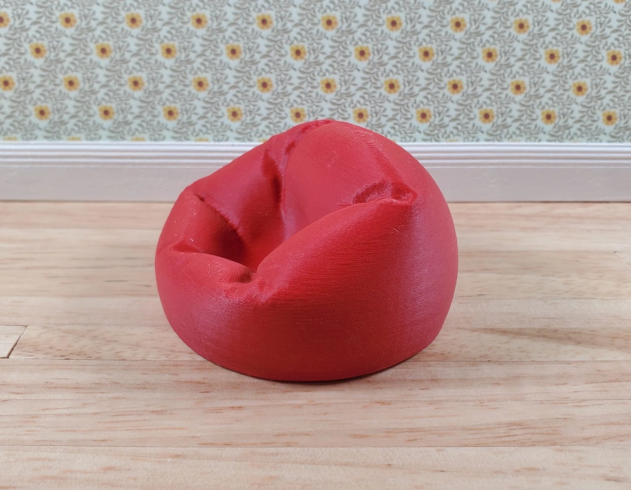 Dollhouse Bean Bag Chair for Child Red 3D Printed 1:12 Scale Miniature - Image 3