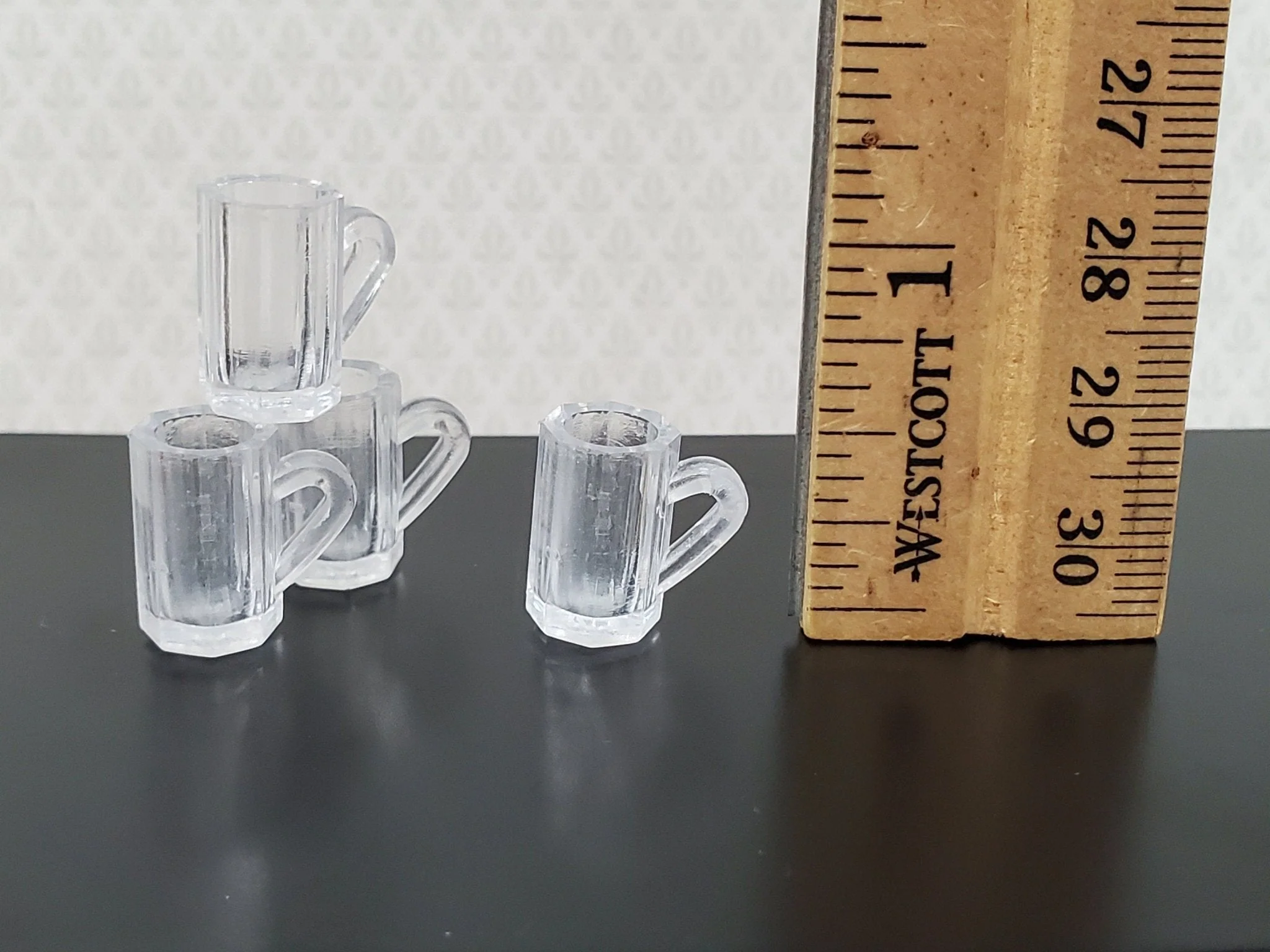 Dollhouse Beer Mugs Set of 4 Large Empty 1:12 Scale Miniature Dishes Glasses Cups - Image 2