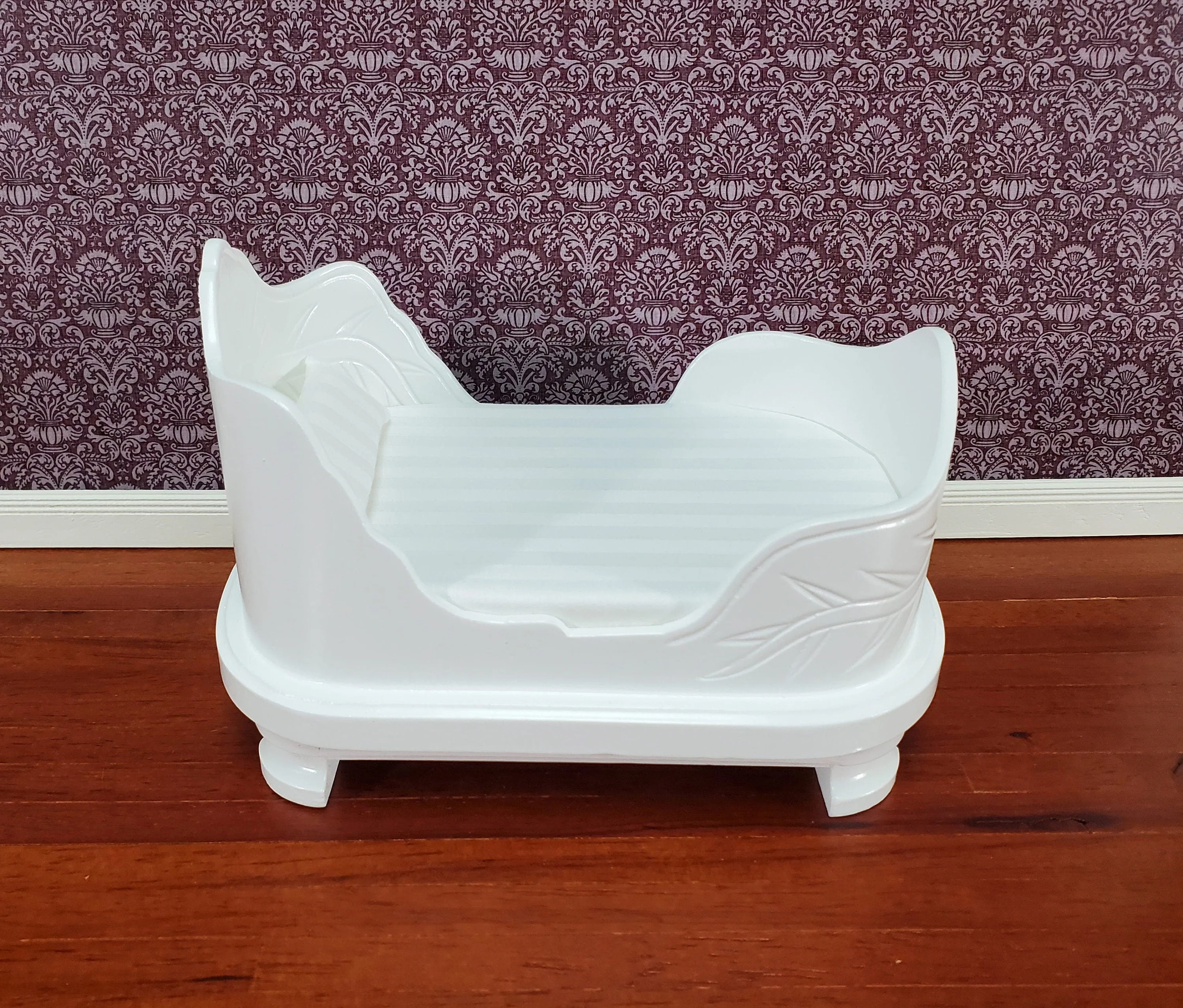 Dollhouse "Belter" Curved Bed White Finish Large 1:12 Scale Miniature Furniture - Image 3