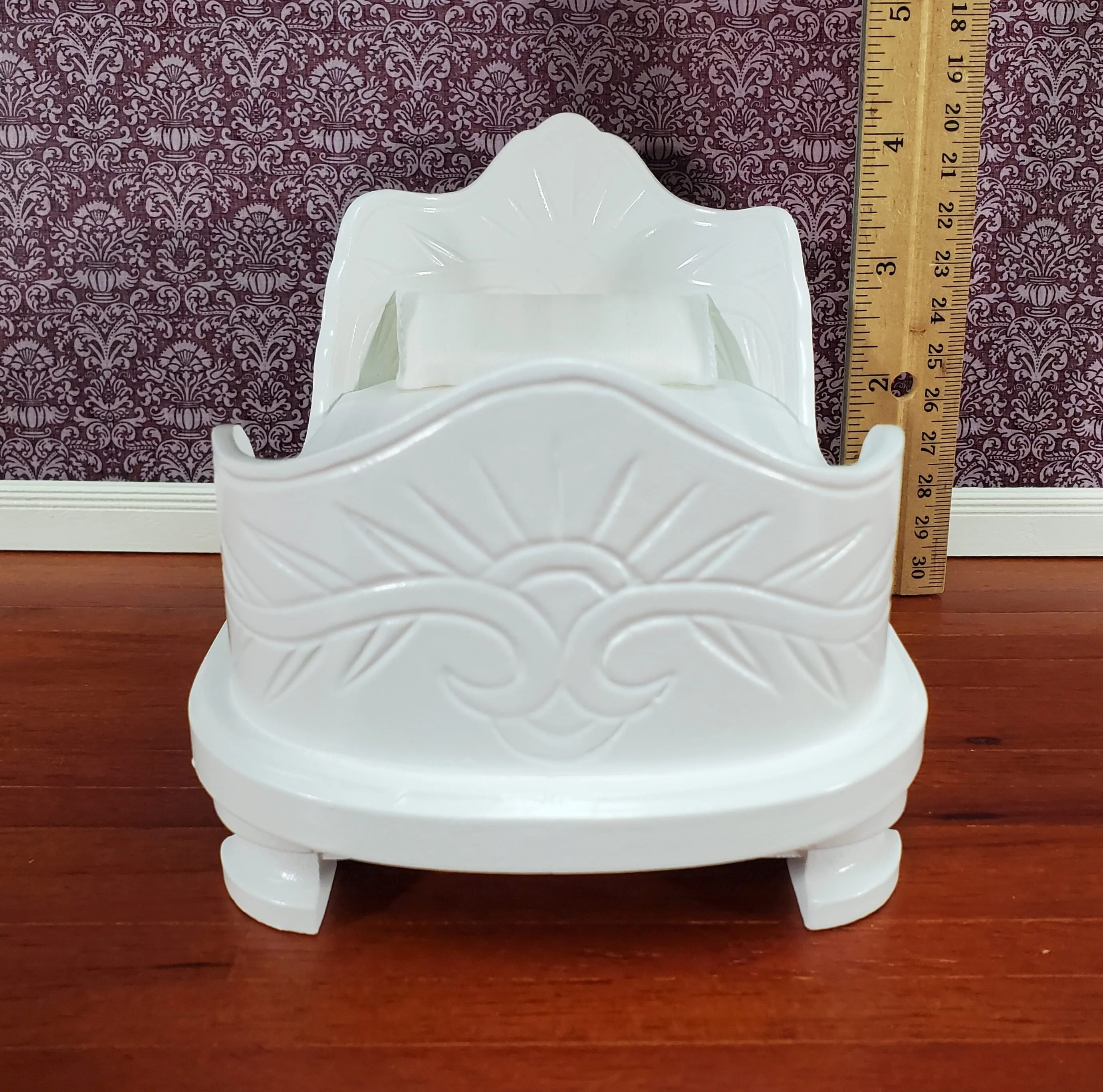 Dollhouse "Belter" Curved Bed White Finish Large 1:12 Scale Miniature Furniture - Image 4