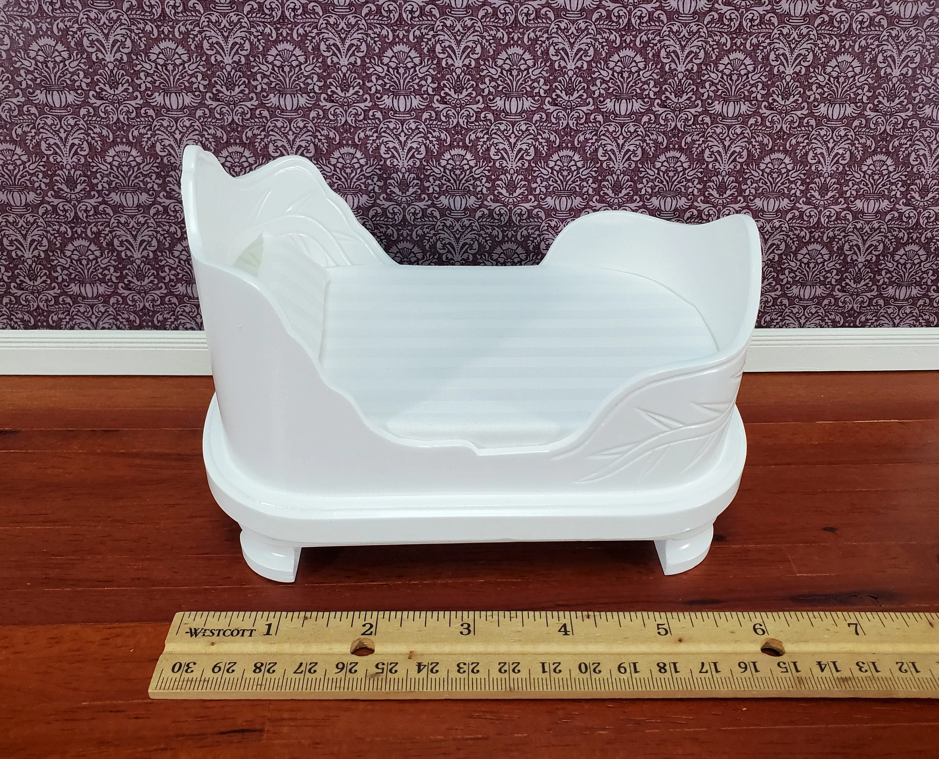 Dollhouse "Belter" Curved Bed White Finish Large 1:12 Scale Miniature Furniture - Image 5