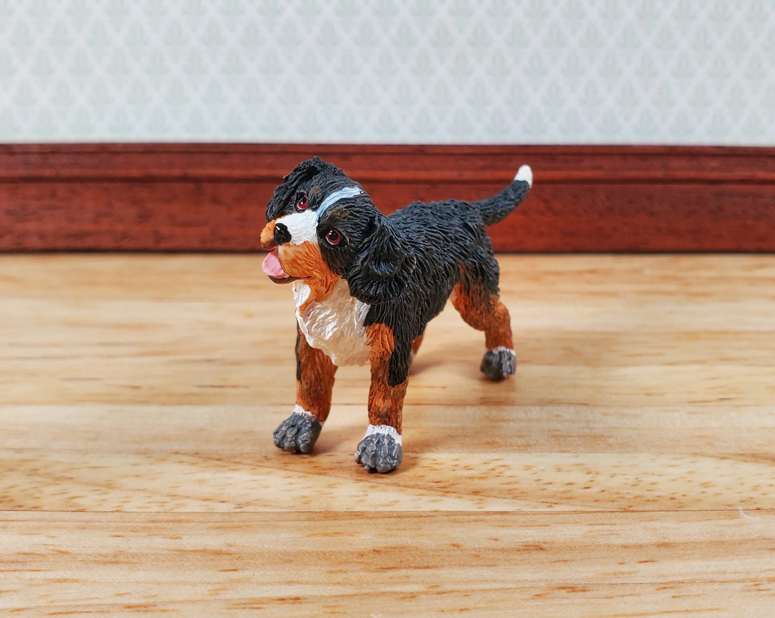 Dollhouse Bernese Mountain Puppy Dog Pet 1:12 Scale Miniature Animal - Image 2
