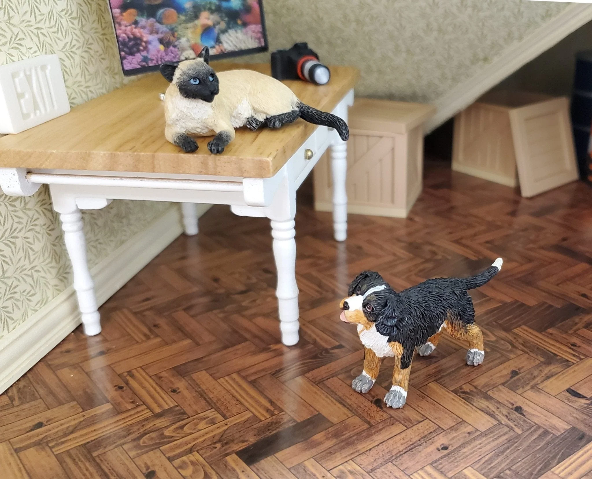 Dollhouse Bernese Mountain Puppy Dog Pet 1:12 Scale Miniature Animal - Image 7