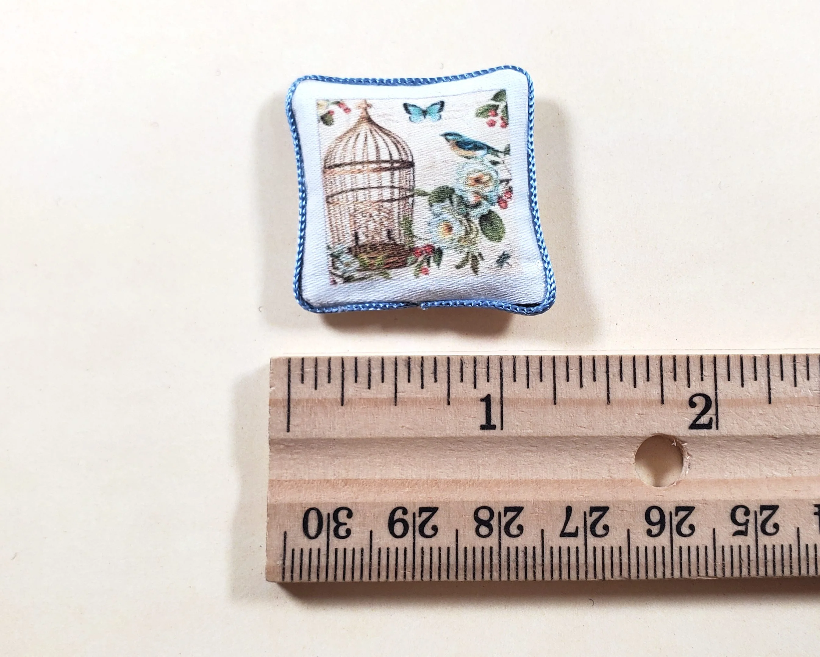 Dollhouse Birdcage & Butterfly Pillow Handmade 1:12 Scale Miniature - Image 3
