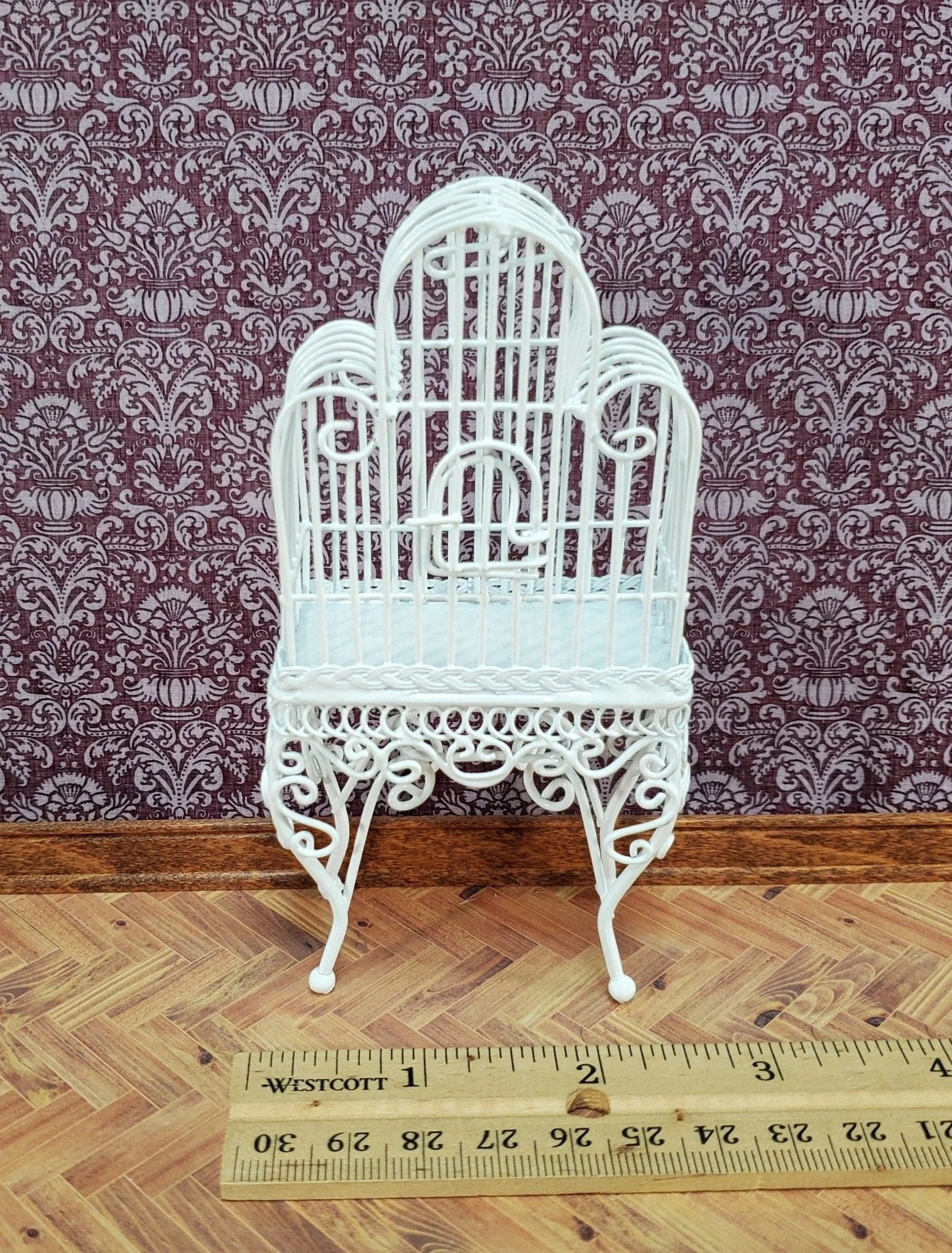 Dollhouse Birdcage Tall White Standing Metal Large 1:12 Scale Miniature - Image 5