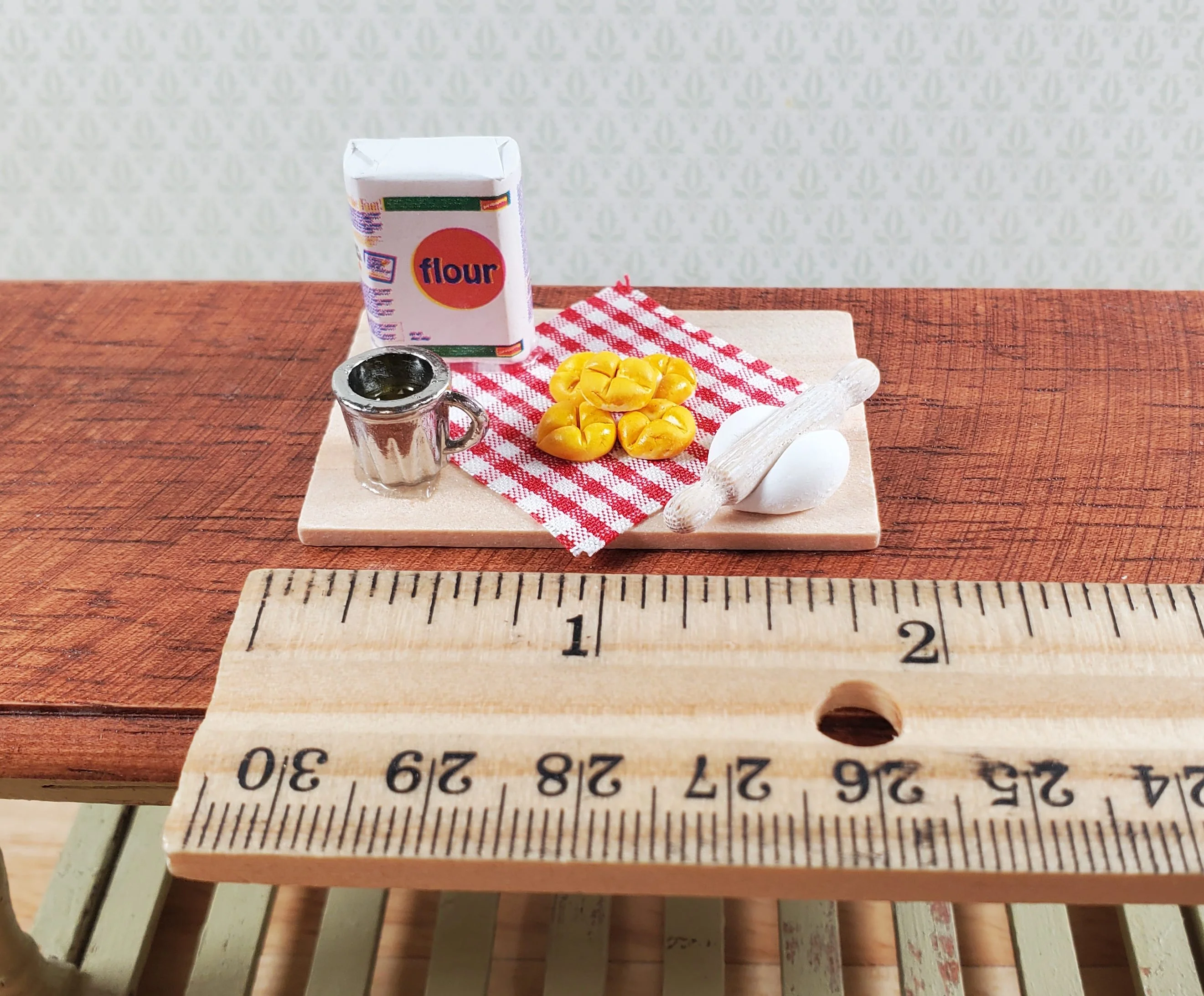 Dollhouse Biscuit Baking Set on Board Rolls 1:12 Scale Miniature Food Kitchen - Image 3