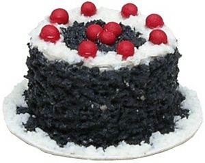 Dollhouse Black Forest Chocolate Cake 1:12 Scale Miniature Dessert Food