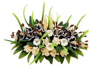 Dollhouse Black Tiger Lily & White Flowers Centerpiece 1:12 Scale Miniature