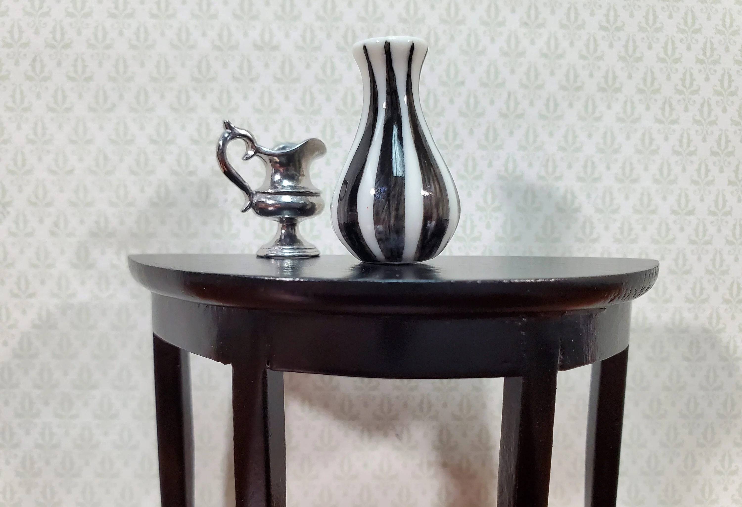 Dollhouse Black & White Vase Ceramic LARGE Modern Miniature Use in 1:12 or 1/6 Scale - Image 2