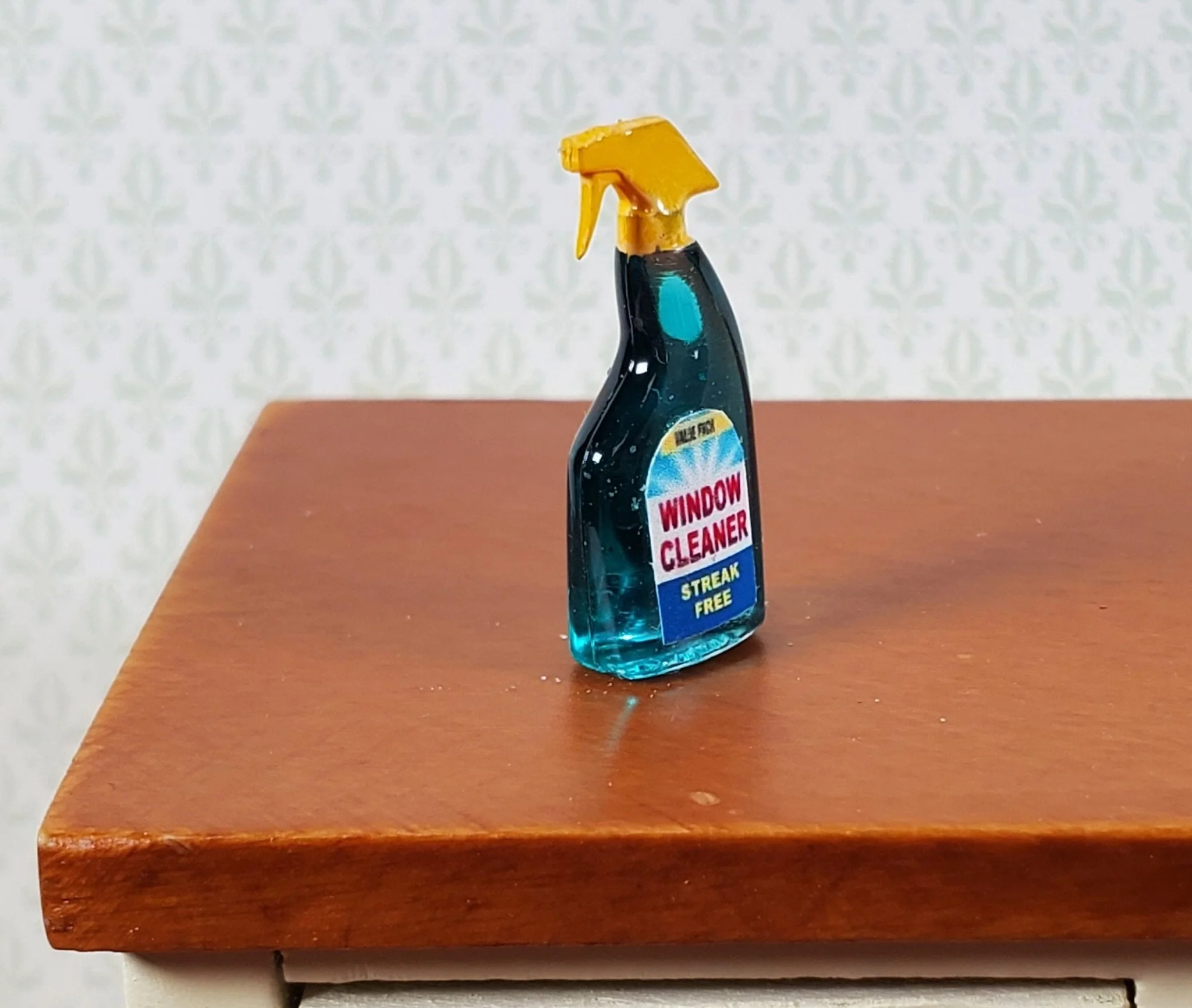 Dollhouse Blue Glass Window Cleaner Spray Bottle 1:12 Scale Miniature Handmade - Image 2