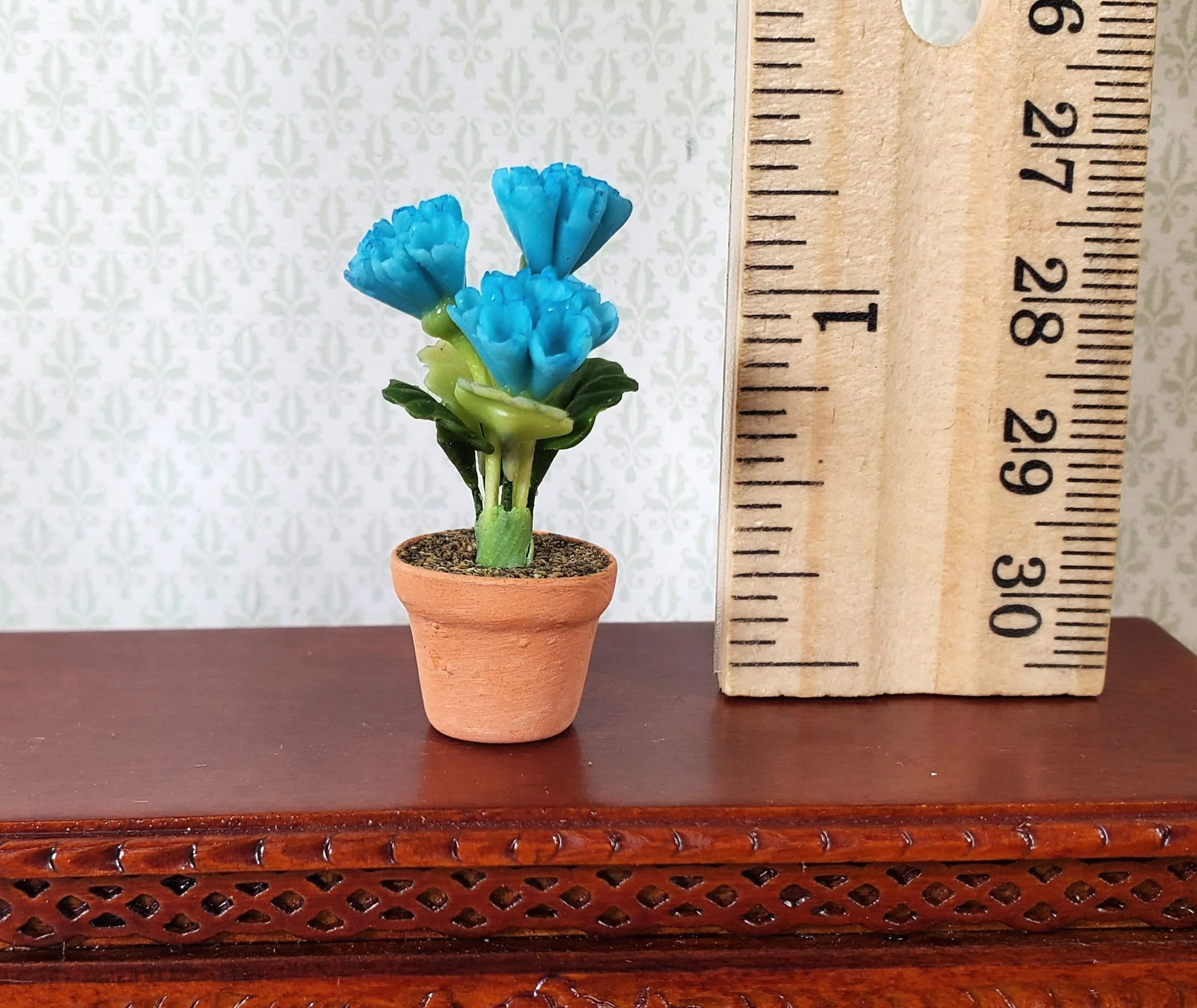 Dollhouse Blue Phlox Potted in a Terra Cotta Pot 1:12 Scale Miniature Plant - Image 3