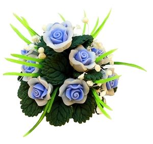 Dollhouse Blue Roses and Dried Flowers Centerpiece 1:12 Scale Miniature