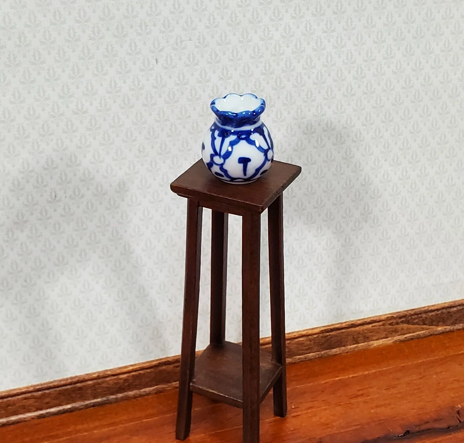 Dollhouse Blue & White Vase LARGE for Flowers Ceramic 1:12 Scale Miniature - Image 3