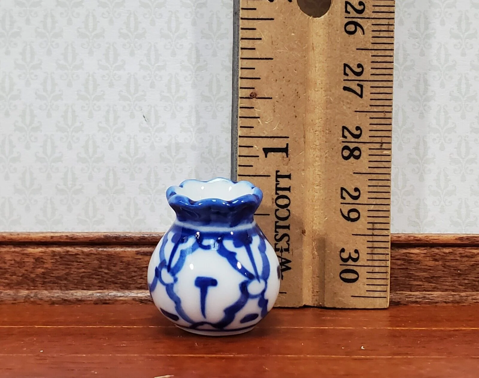 Dollhouse Blue & White Vase LARGE for Flowers Ceramic 1:12 Scale Miniature - Image 4
