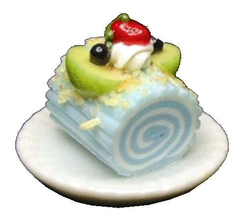 Dollhouse Blueberry Roll Cake 1:12 Scale Miniature Dessert Food