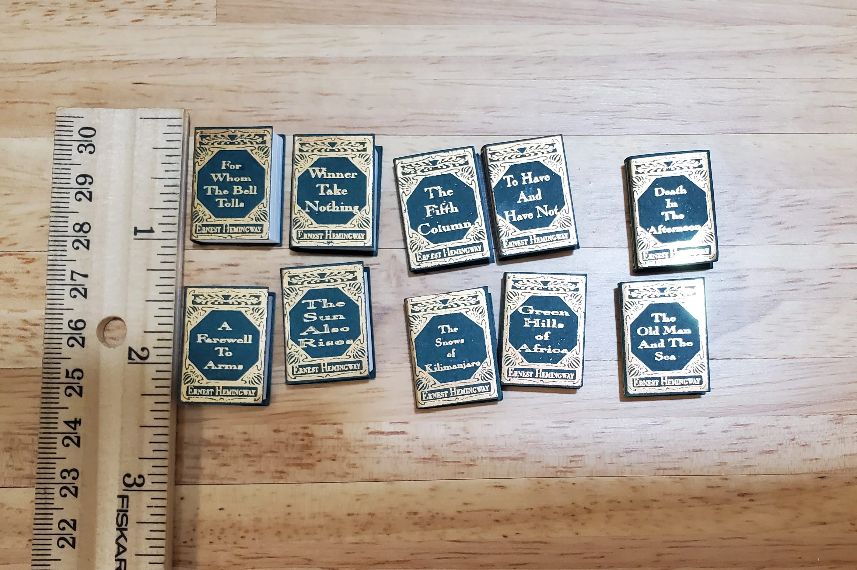 Dollhouse Book Set x10 Ernest Hemingway 1:12 Scale (blank inside) Handmade - Image 4