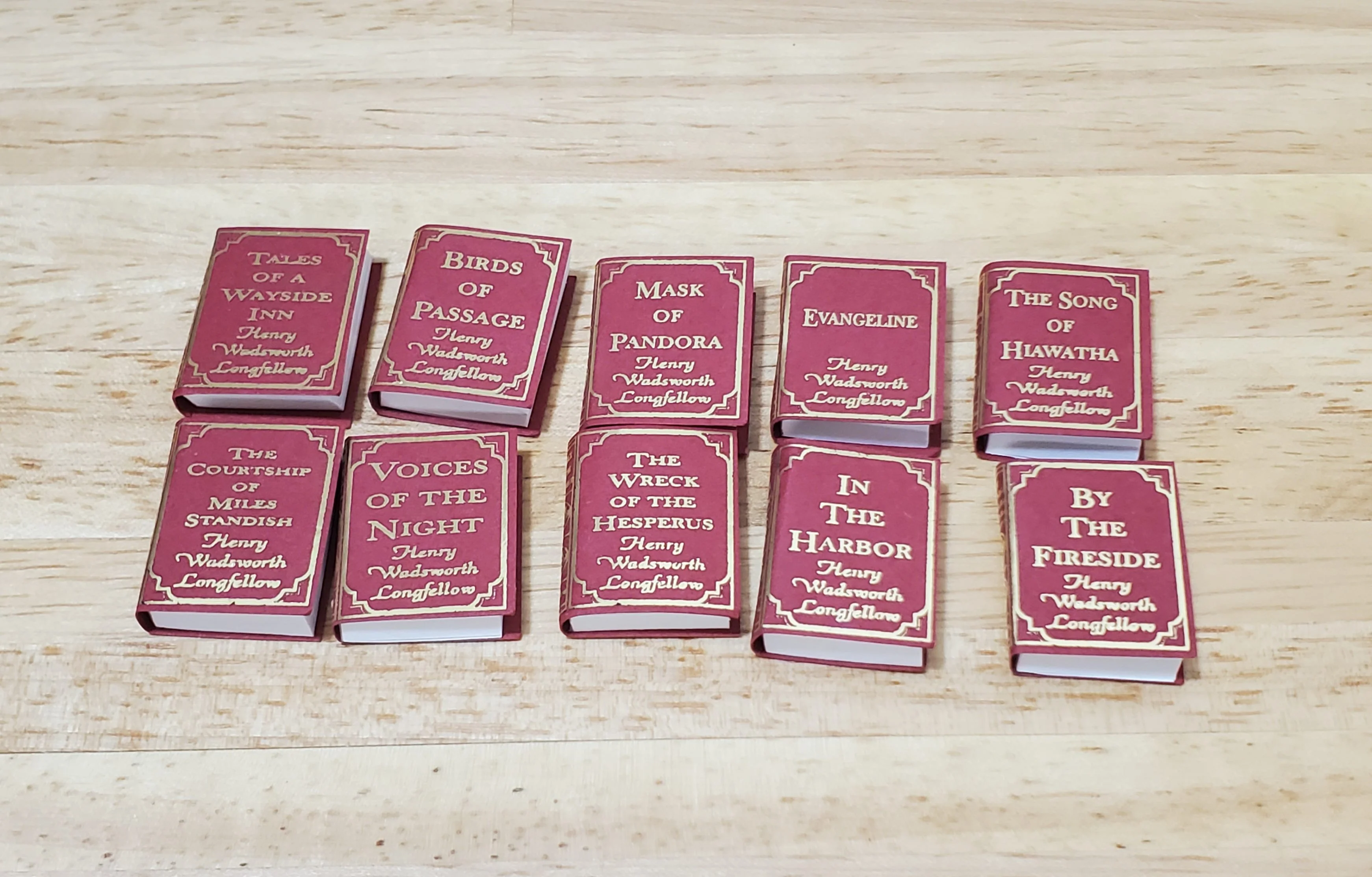 Dollhouse Book Set x10 Henry Wadsworth Longfellow 1:12 Scale (blank inside) - Image 2