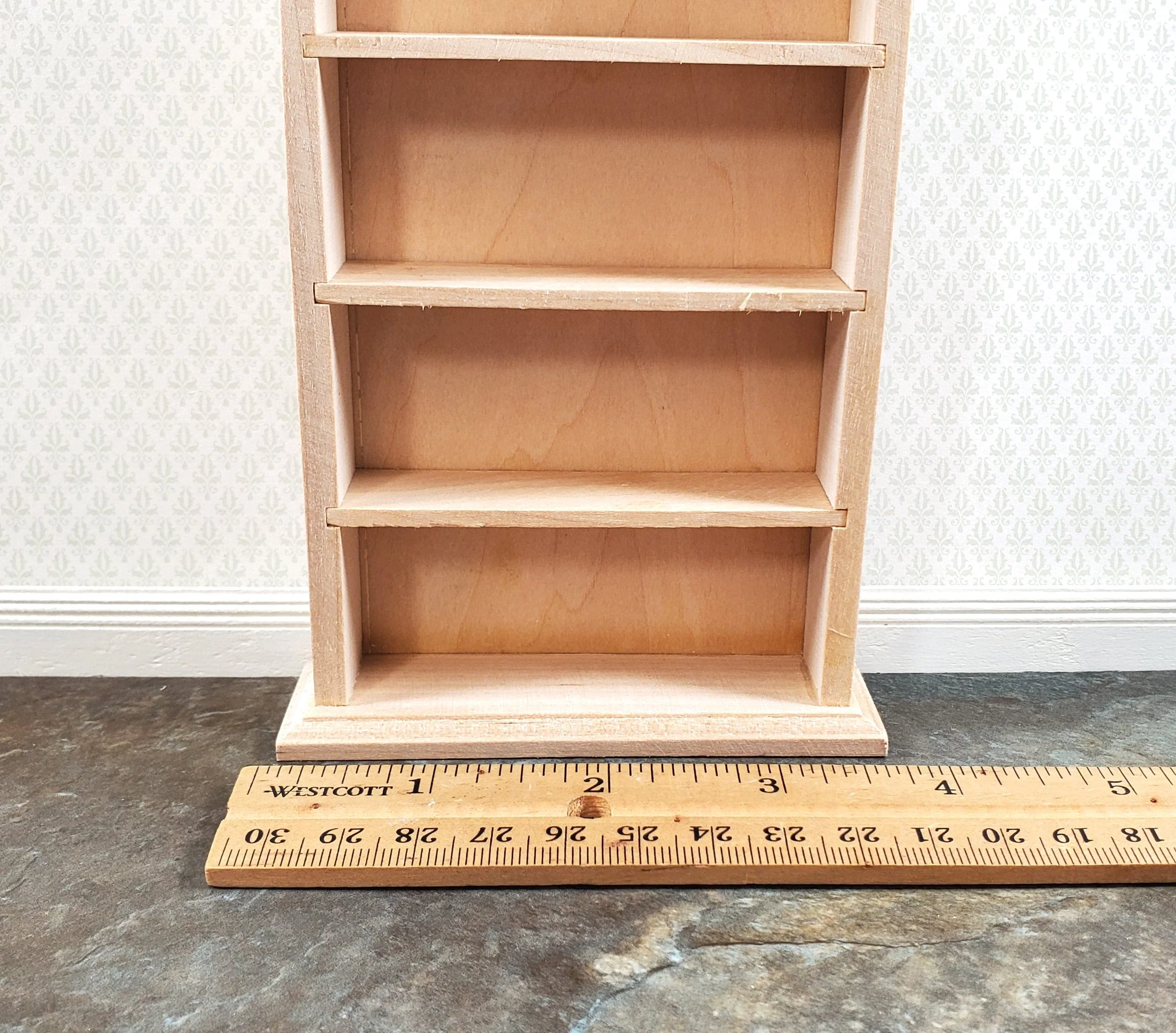 Dollhouse Bookcase Bookshelf Curved Top 1:12 Scale Furniture Unpainted Wooden - Image 5