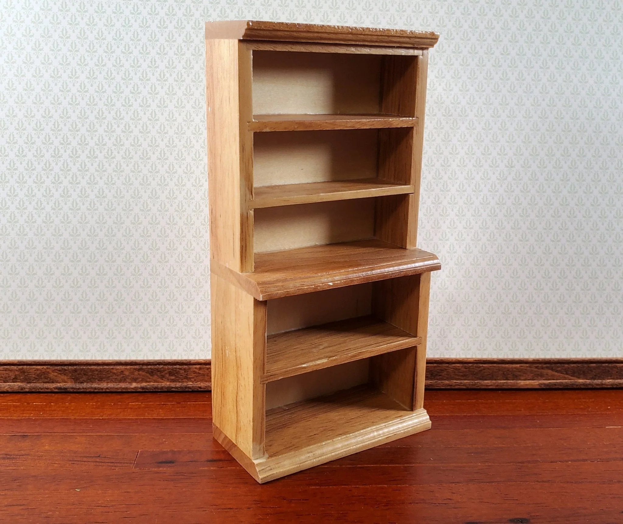 Dollhouse Bookcase or Shop Shelves Light Oak Finish 1:12 Scale Bookshelf