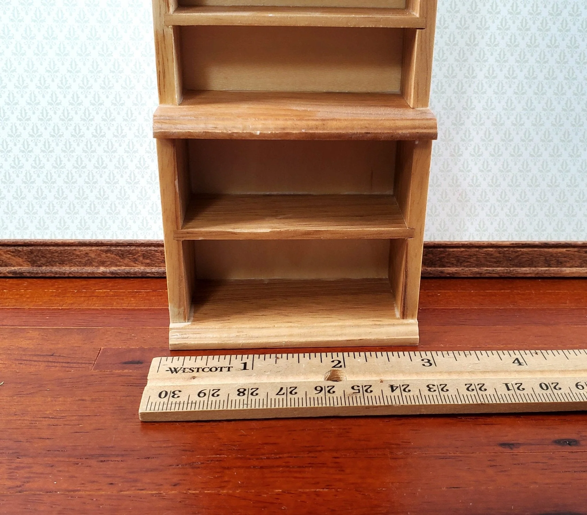 Dollhouse Bookcase or Shop Shelves Light Oak Finish 1:12 Scale Bookshelf - Image 6