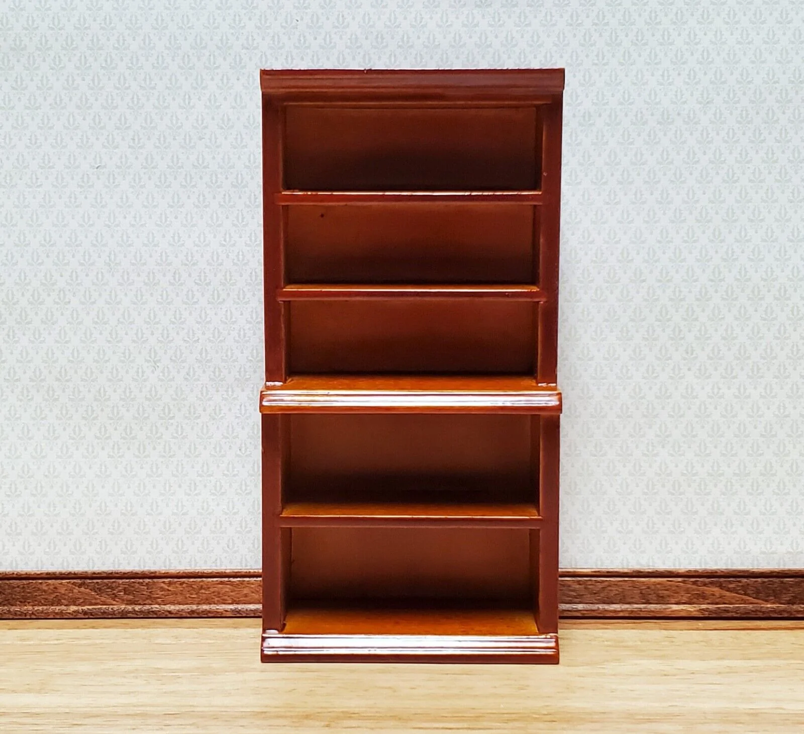 Dollhouse Bookcase or Shop Shelves Walnut Finish 1:12 Scale Miniature Bookshelf Furniture - Image 2