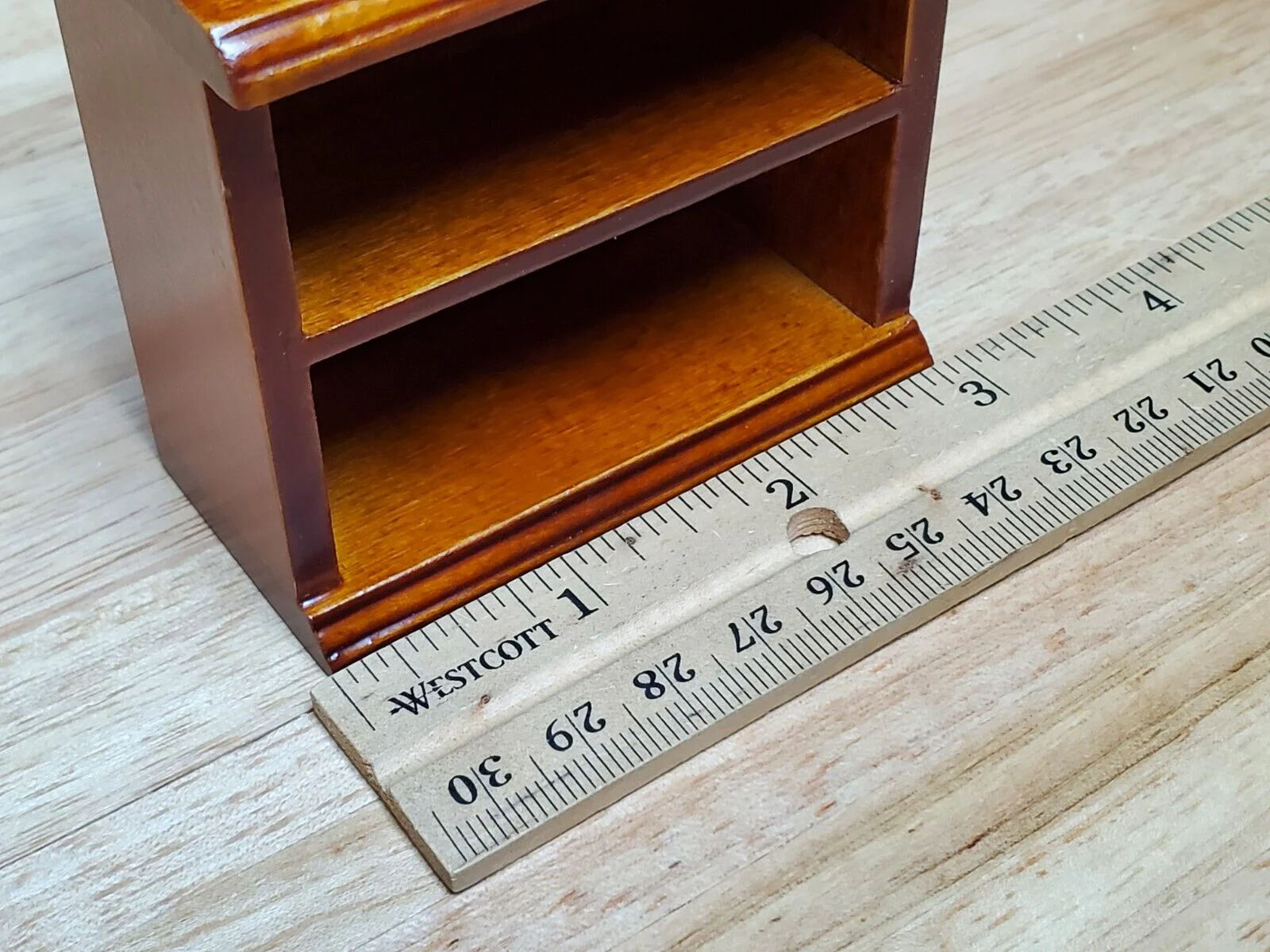 Dollhouse Bookcase or Shop Shelves Walnut Finish 1:12 Scale Miniature Bookshelf Furniture - Image 6