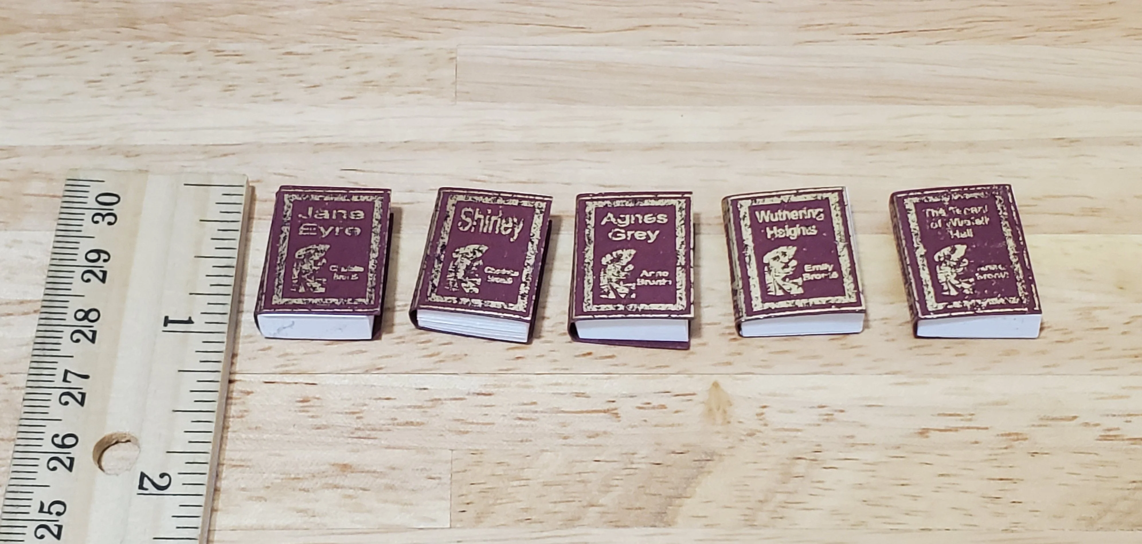 Dollhouse Books x5 Bronte Sisters 1:12 Scale Miniatures (blank inside) Handmade - Image 3