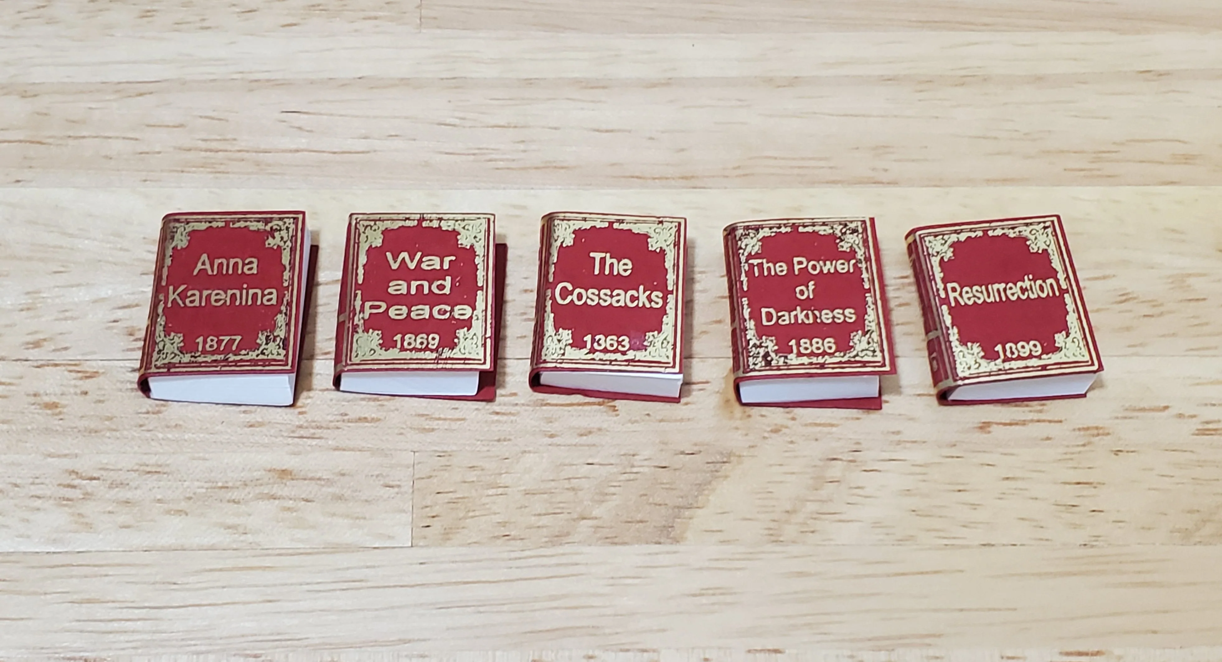 Dollhouse Books x5 Leo Tolstoy 1:12 Scale Miniatures (blank inside) Handmade - Image 2