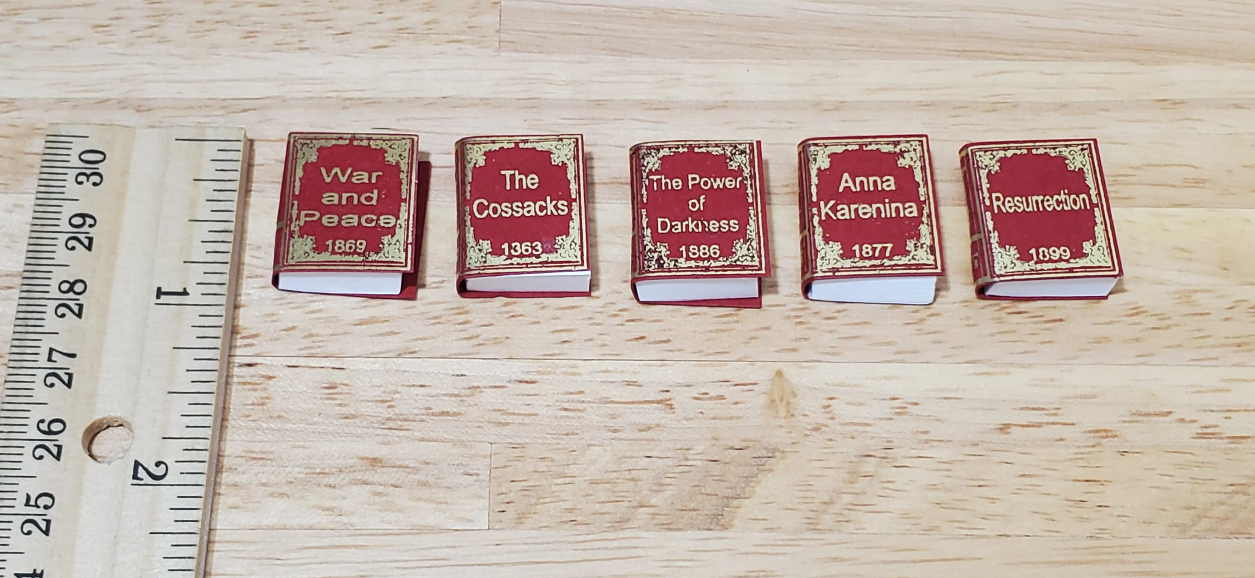 Dollhouse Books x5 Leo Tolstoy 1:12 Scale Miniatures (blank inside) Handmade - Image 3