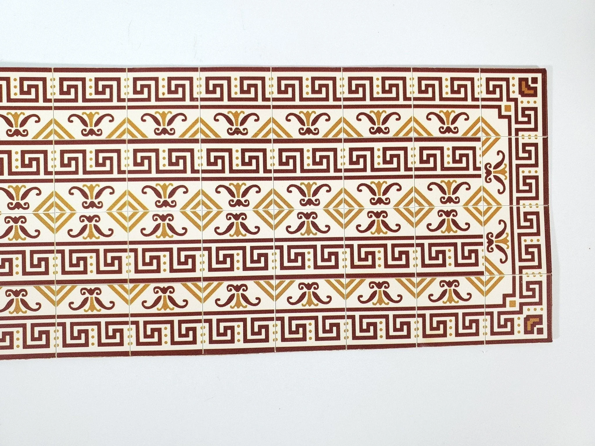 Dollhouse Border Tile Flooring Sheet 1:12 Scale by World Model WM34180 Gold Maroon - Image 2
