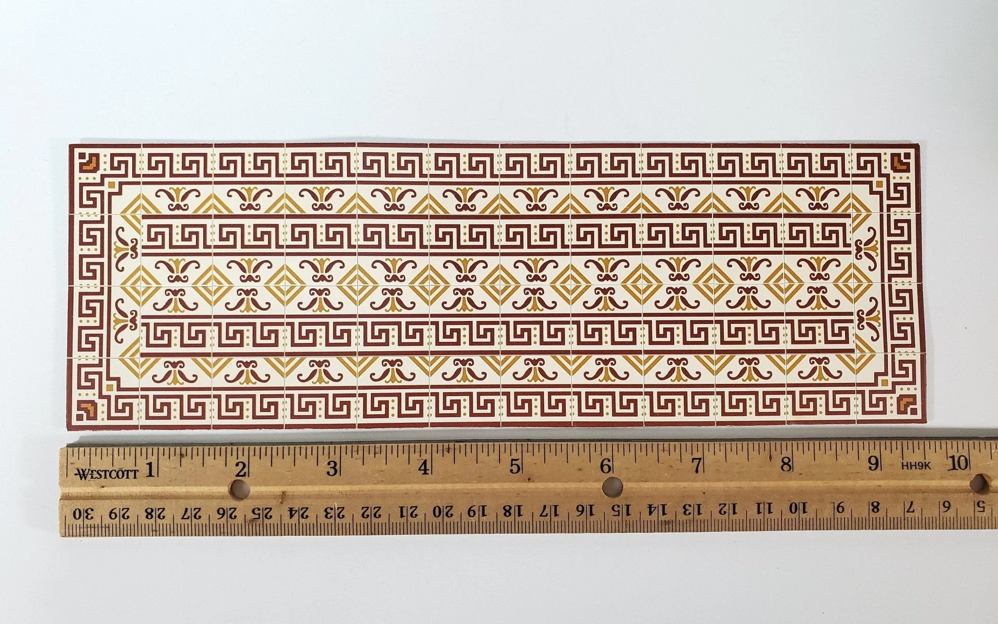 Dollhouse Border Tile Flooring Sheet 1:12 Scale by World Model WM34180 Gold Maroon - Image 3