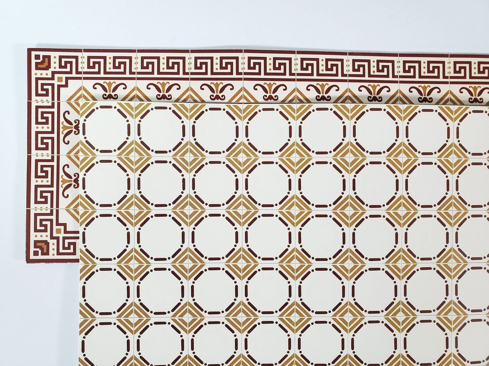 Dollhouse Border Tile Flooring Sheet 1:12 Scale by World Model WM34180 Gold Maroon - Image 4