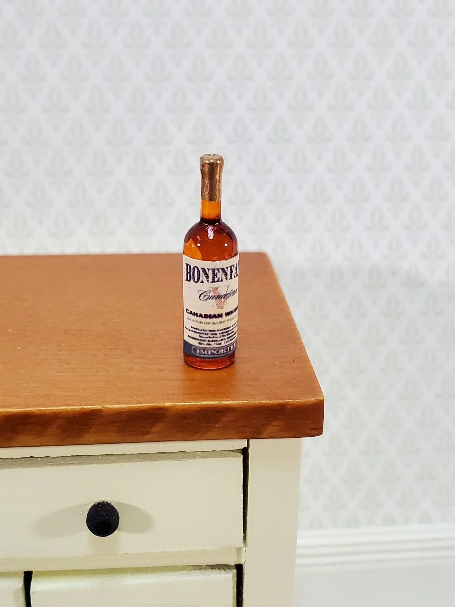 Dollhouse Bottle of Canadian Whiskey 1:12 Scale Miniature 1" Tall Booze Drinks