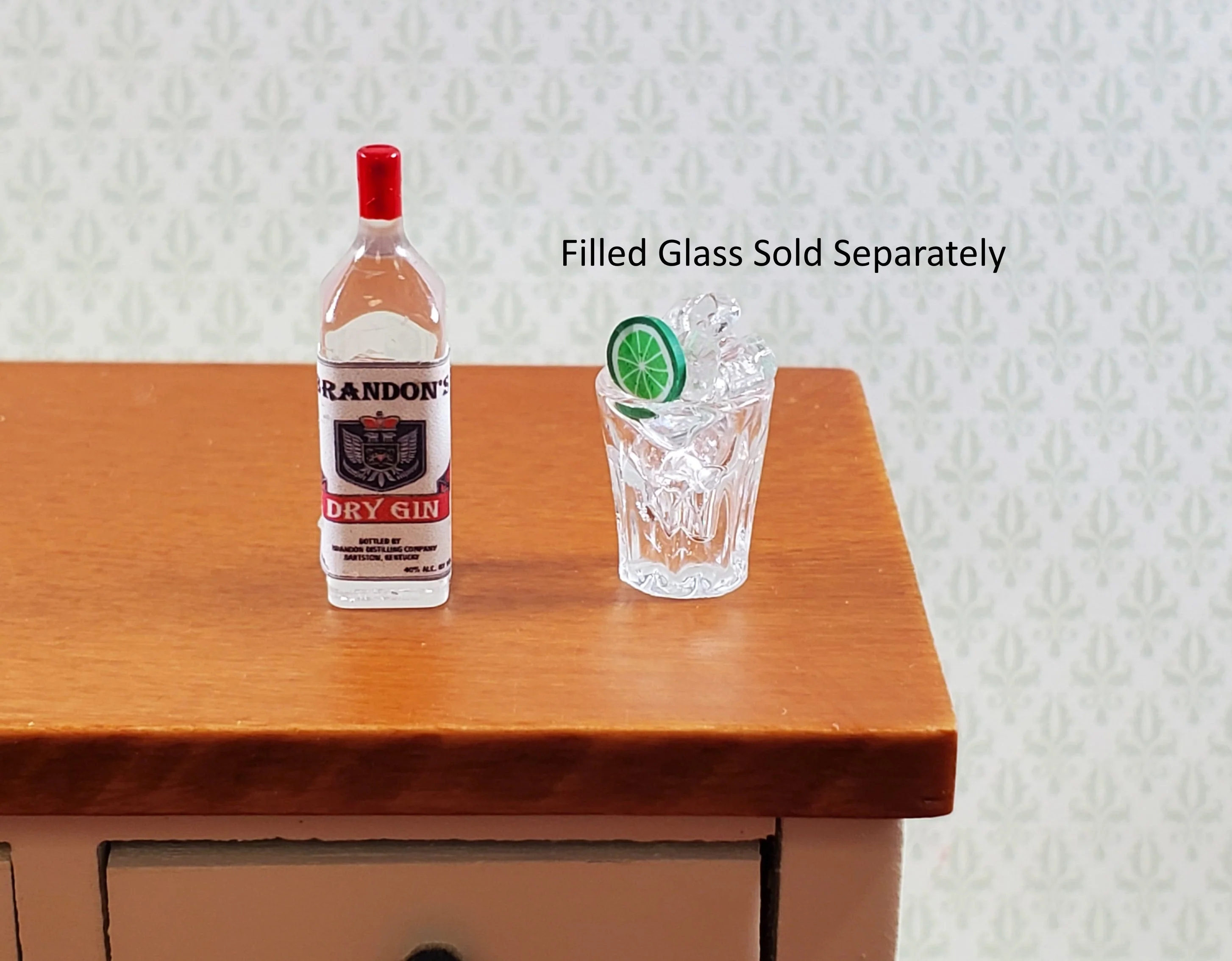 Dollhouse Bottle of Dry Gin 1:12 Scale Miniature Drinks Handmade - Image 3