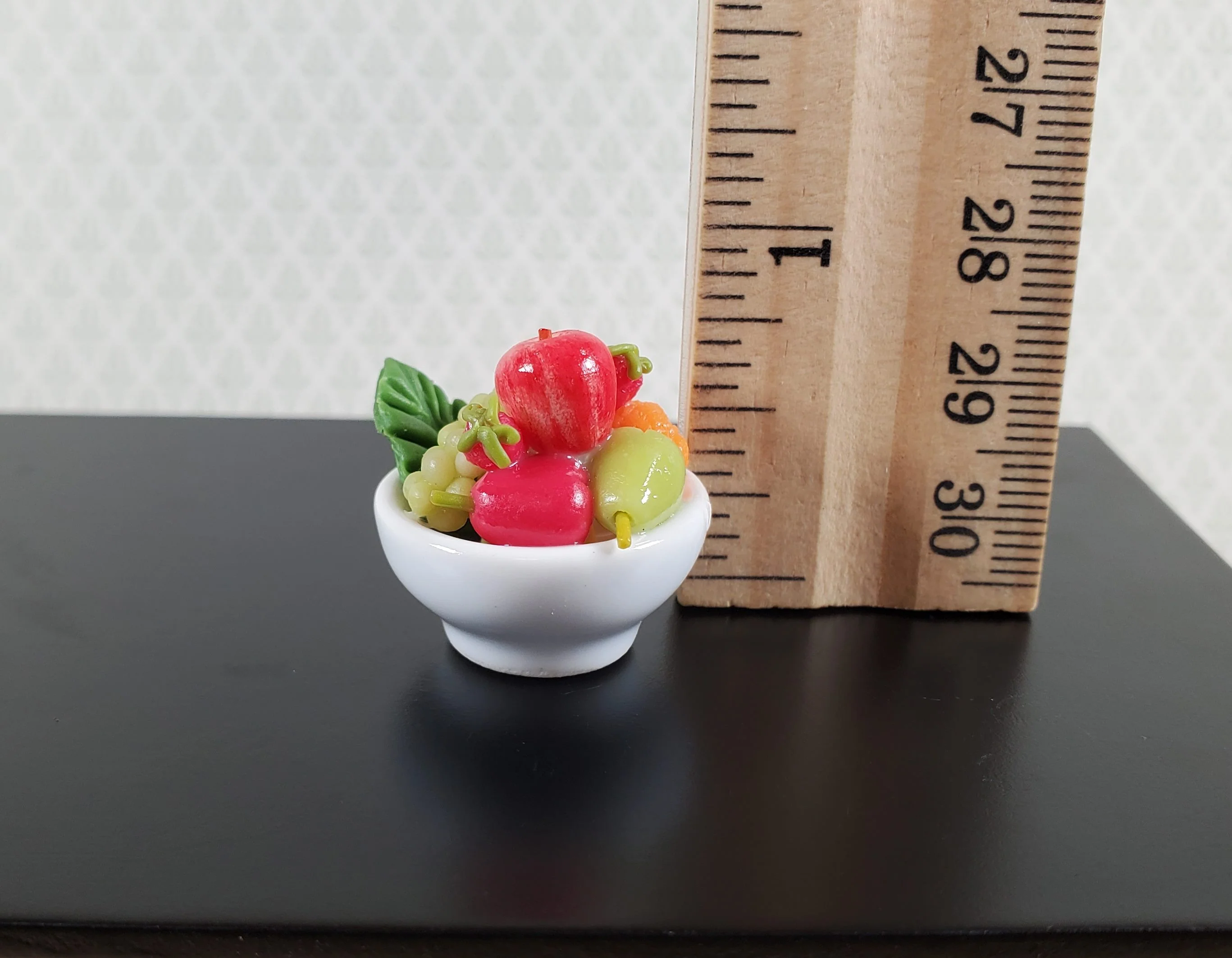 Dollhouse Bowl of Fruit Grapes Oranges Apples Ceramic 1:12 Scale Miniature - Image 3