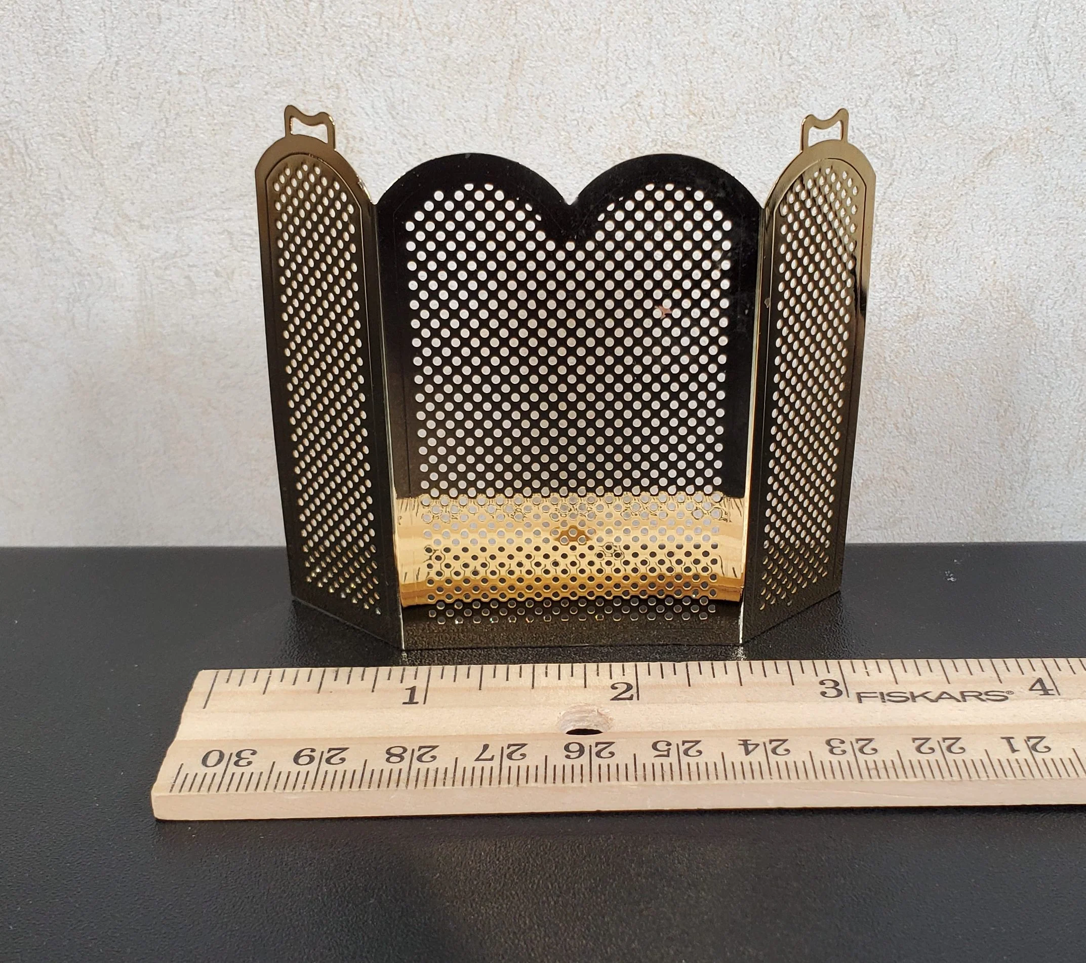 Dollhouse Brass Fireplace Screen Tall Gold Metal 1:12 Scale Miniature - Image 4