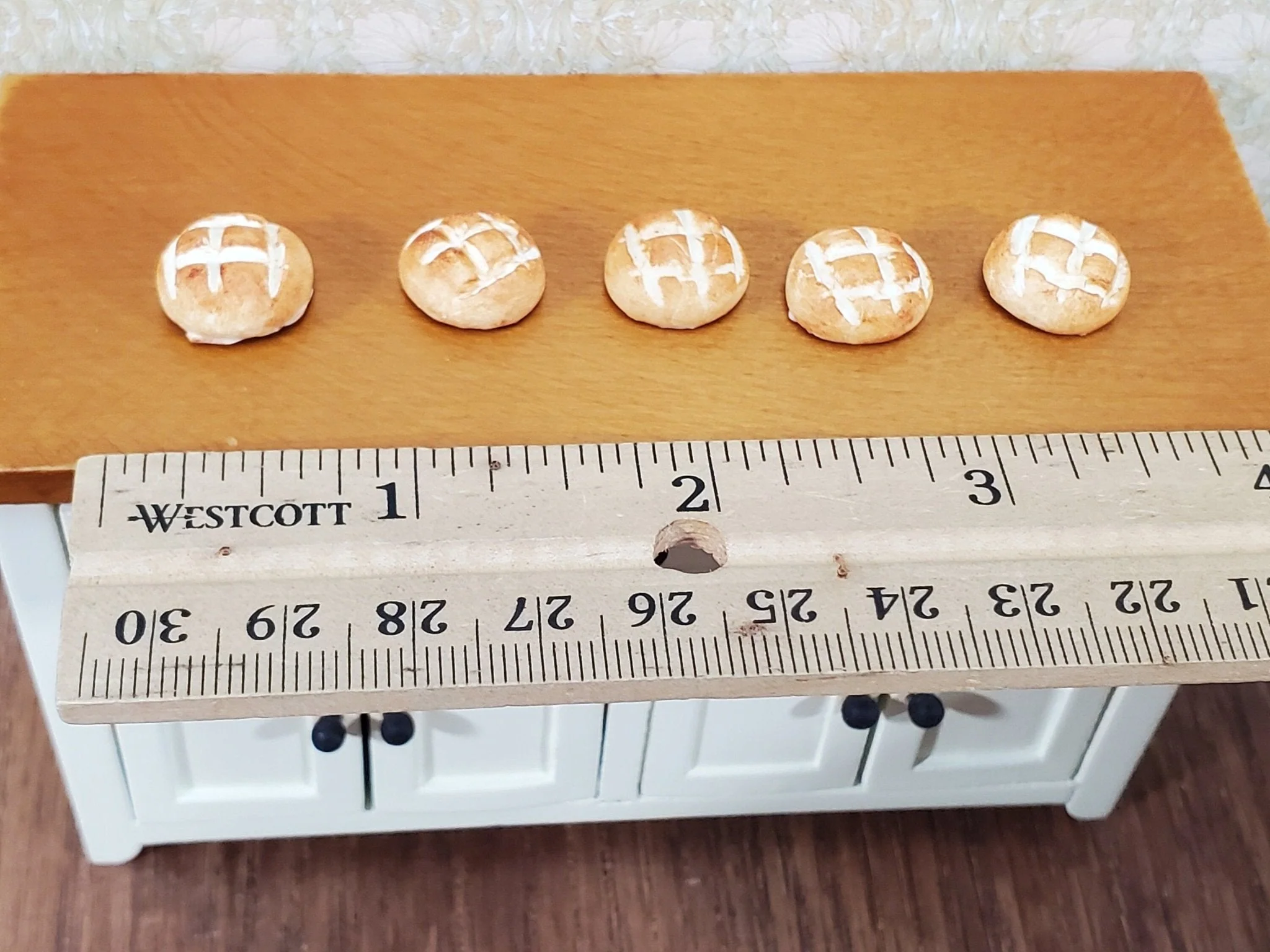 Dollhouse Bread Round Loaves 5 Pieces 1:12 Scale Miniature Food Kitchen Bakery - Image 2