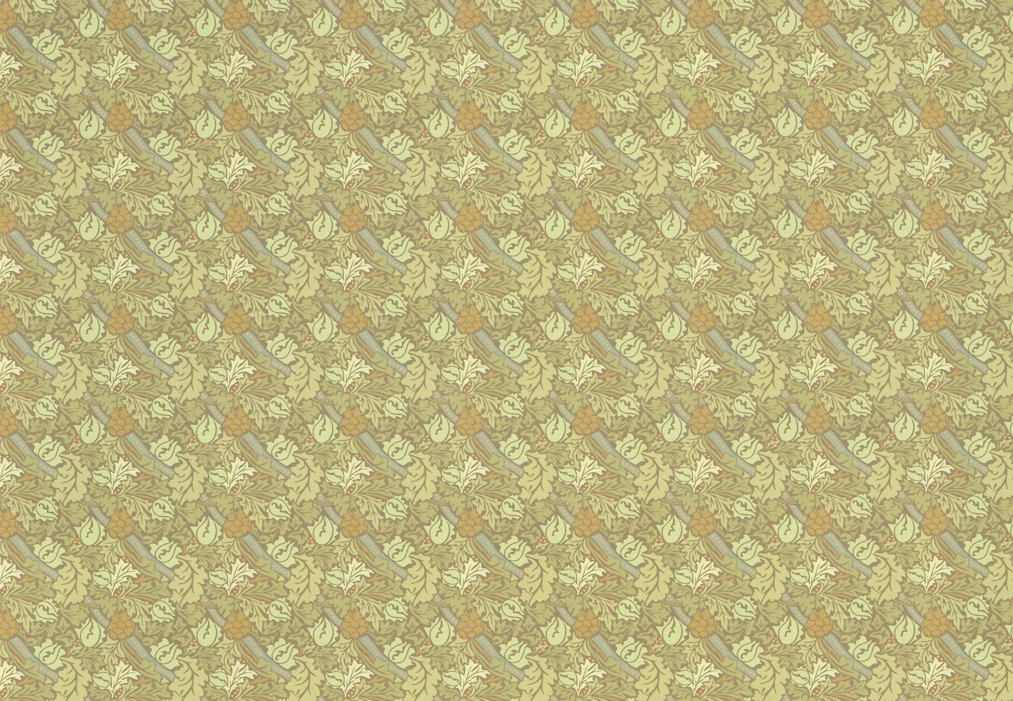Dollhouse Brodnax Victorian Arts & Crafts Wallpaper Green Leaves "Sissinghurst" 1:12 Scale