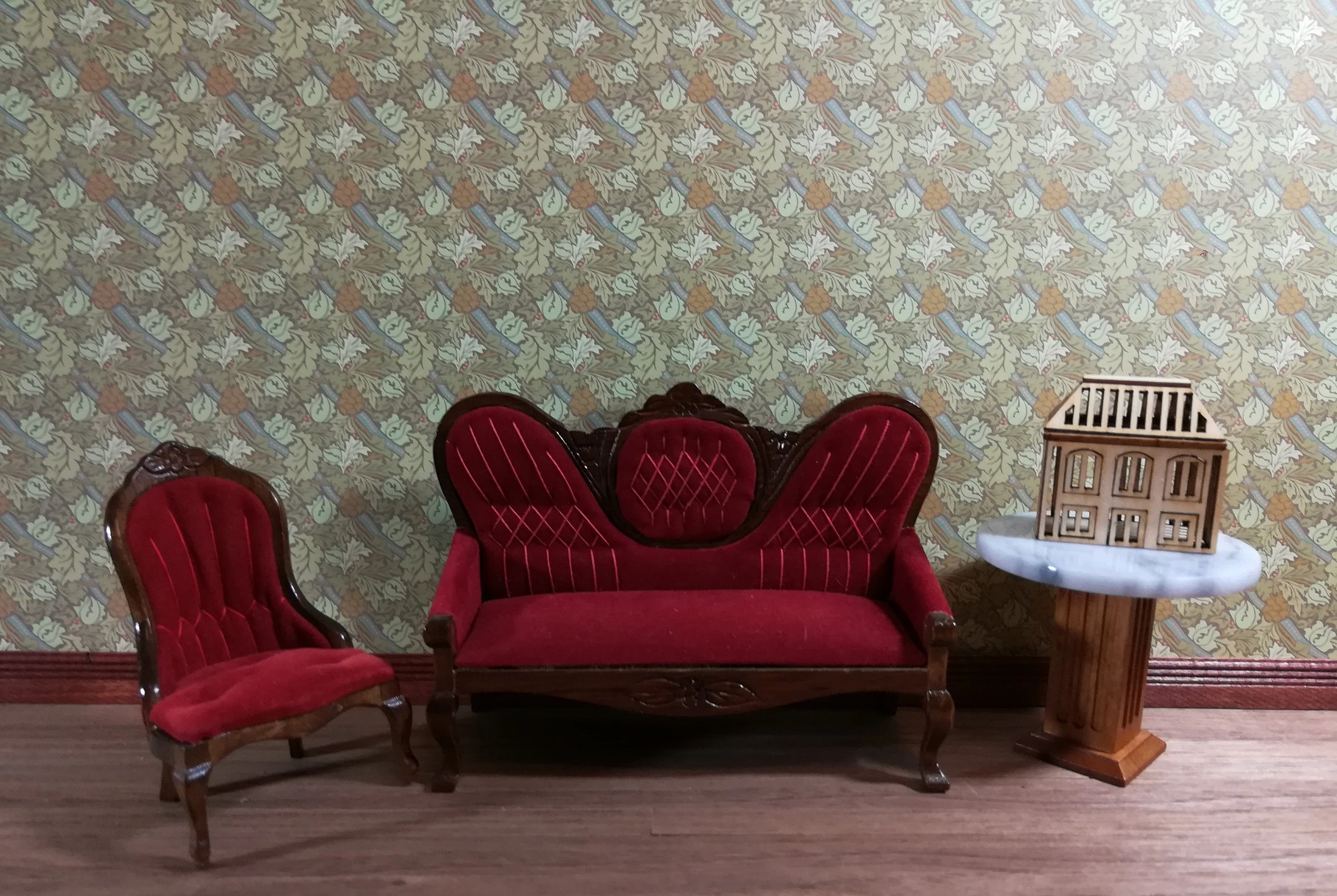 Dollhouse Brodnax Victorian Arts & Crafts Wallpaper Green Leaves "Sissinghurst" 1:12 Scale - Image 3