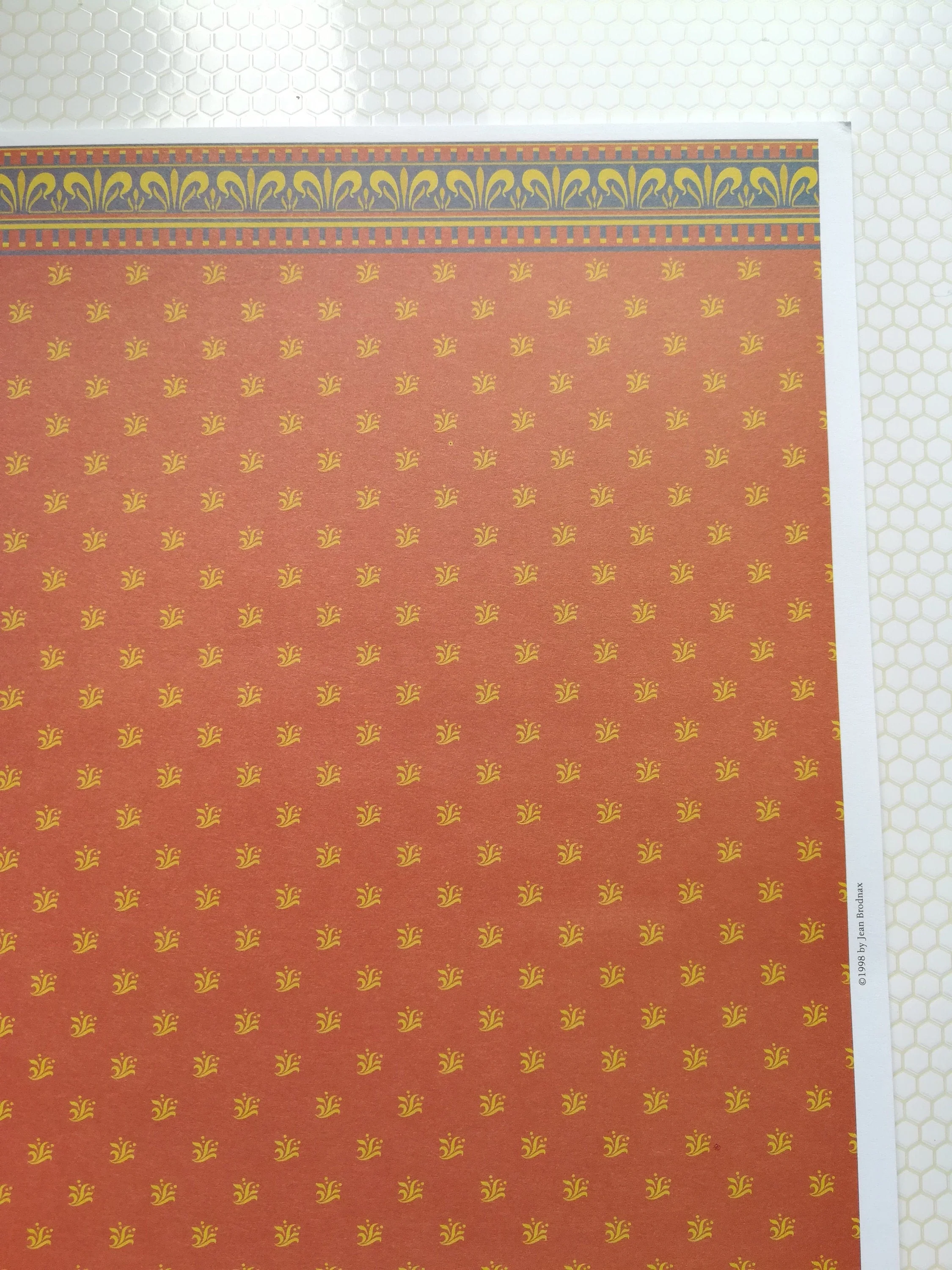 Dollhouse Brodnax Wallpaper "Jubilee" Red/Orange Gold Blue 1:12 Scale - Image 2
