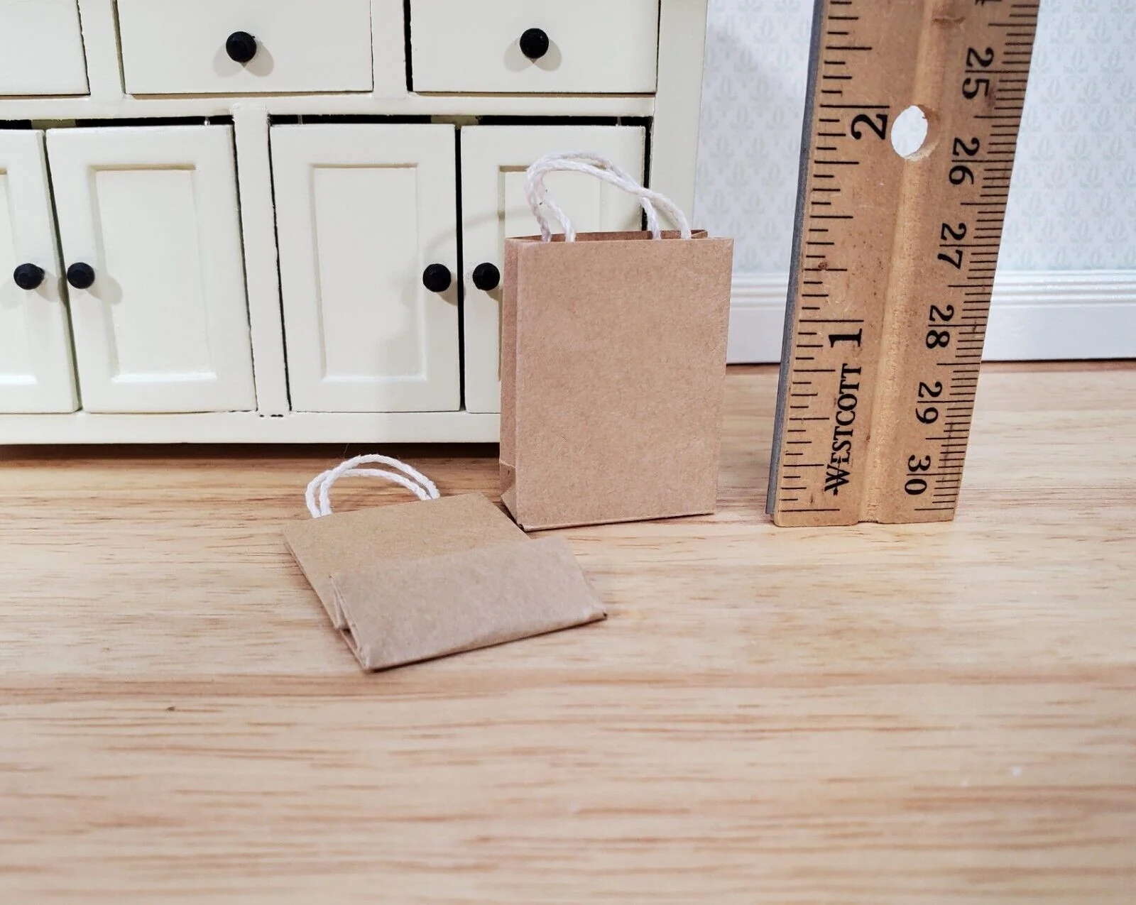 Dollhouse Brown Grocery Bags Shopping Paper Set of 4 1:12 Scale Miniature Decor - Image 5