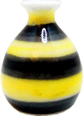 Dollhouse Bumble Bee Yellow & Black Striped Ceramic Vase 1:12 Scale Miniature