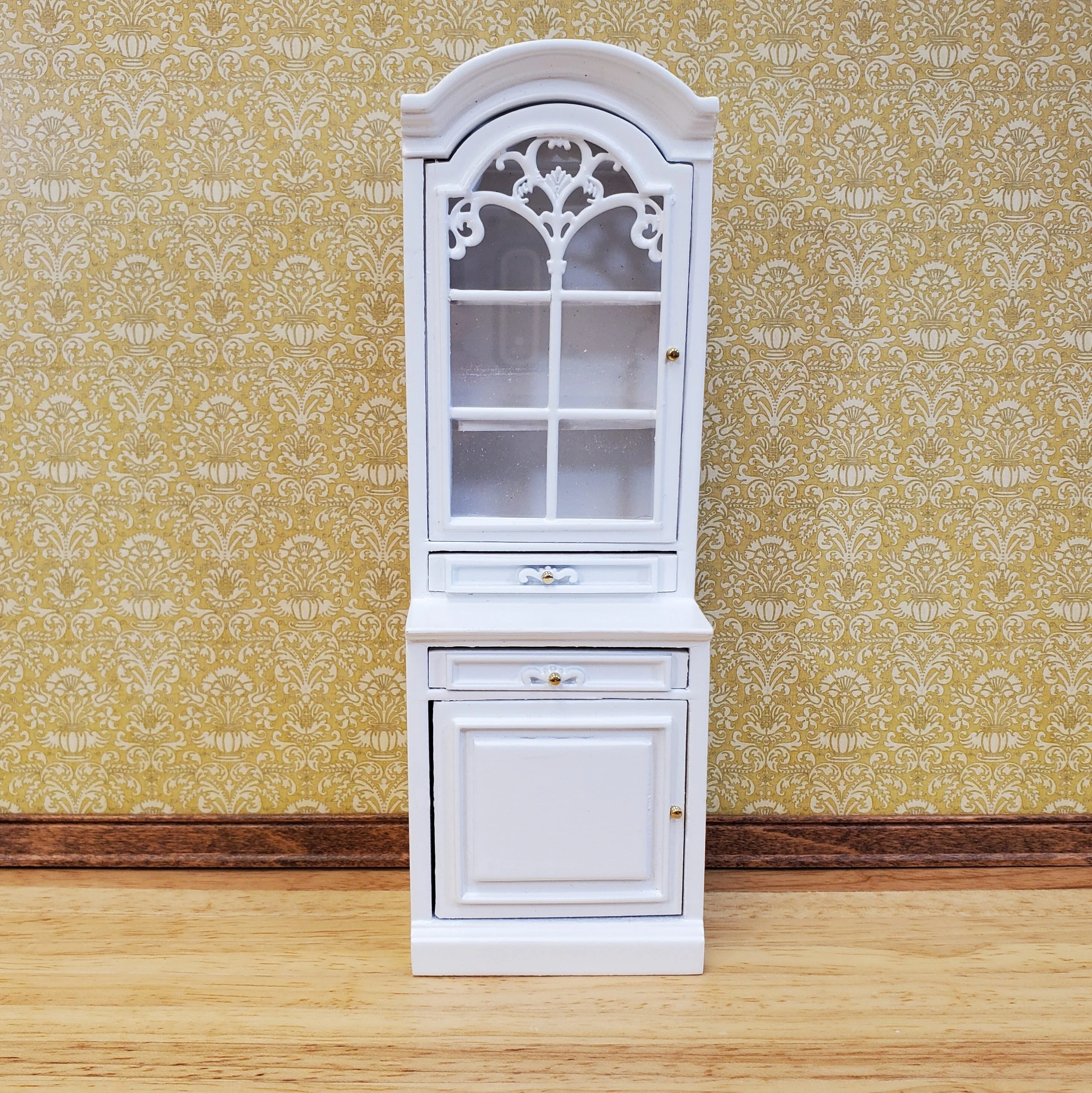 Dollhouse Cabinet Hutch Kitchen or Living Room White Finish 1:12 Scale Miniature Furniture - Image 2