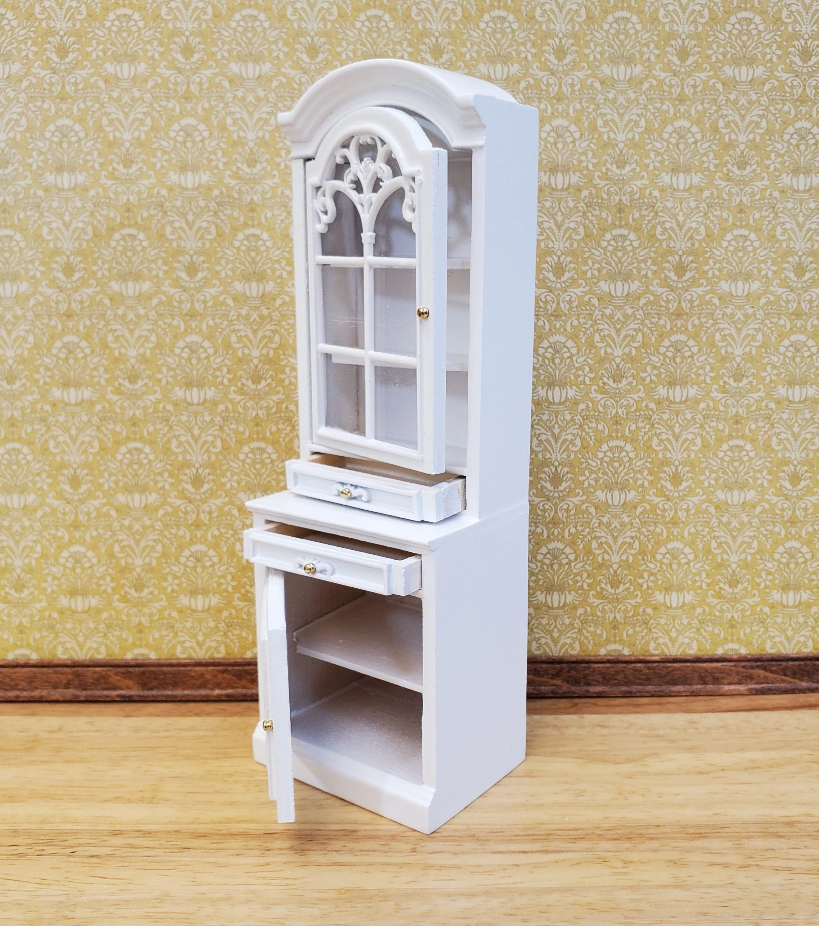 Dollhouse Cabinet Hutch Kitchen or Living Room White Finish 1:12 Scale Miniature Furniture - Image 3