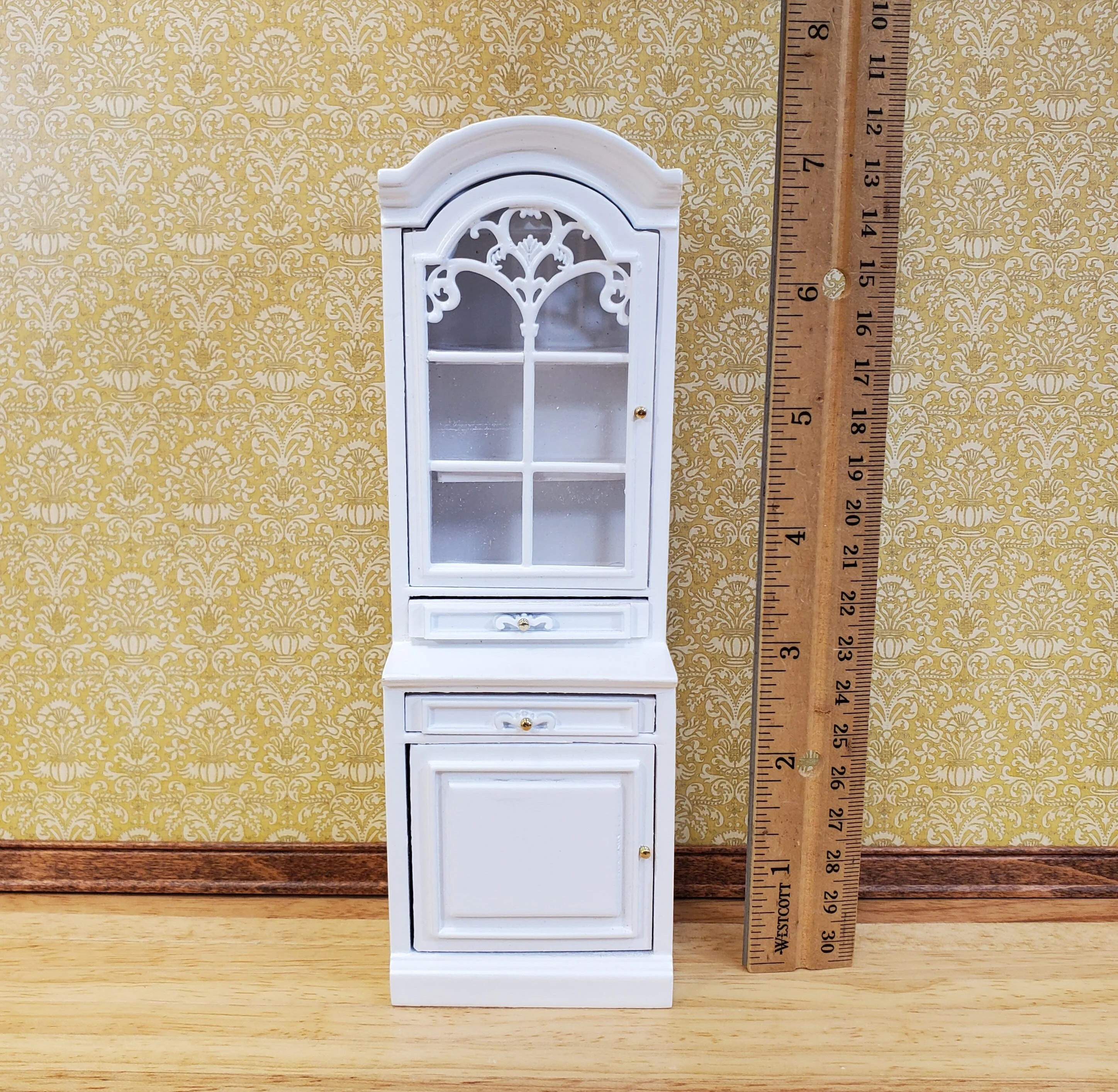 Dollhouse Cabinet Hutch Kitchen or Living Room White Finish 1:12 Scale Miniature Furniture - Image 4